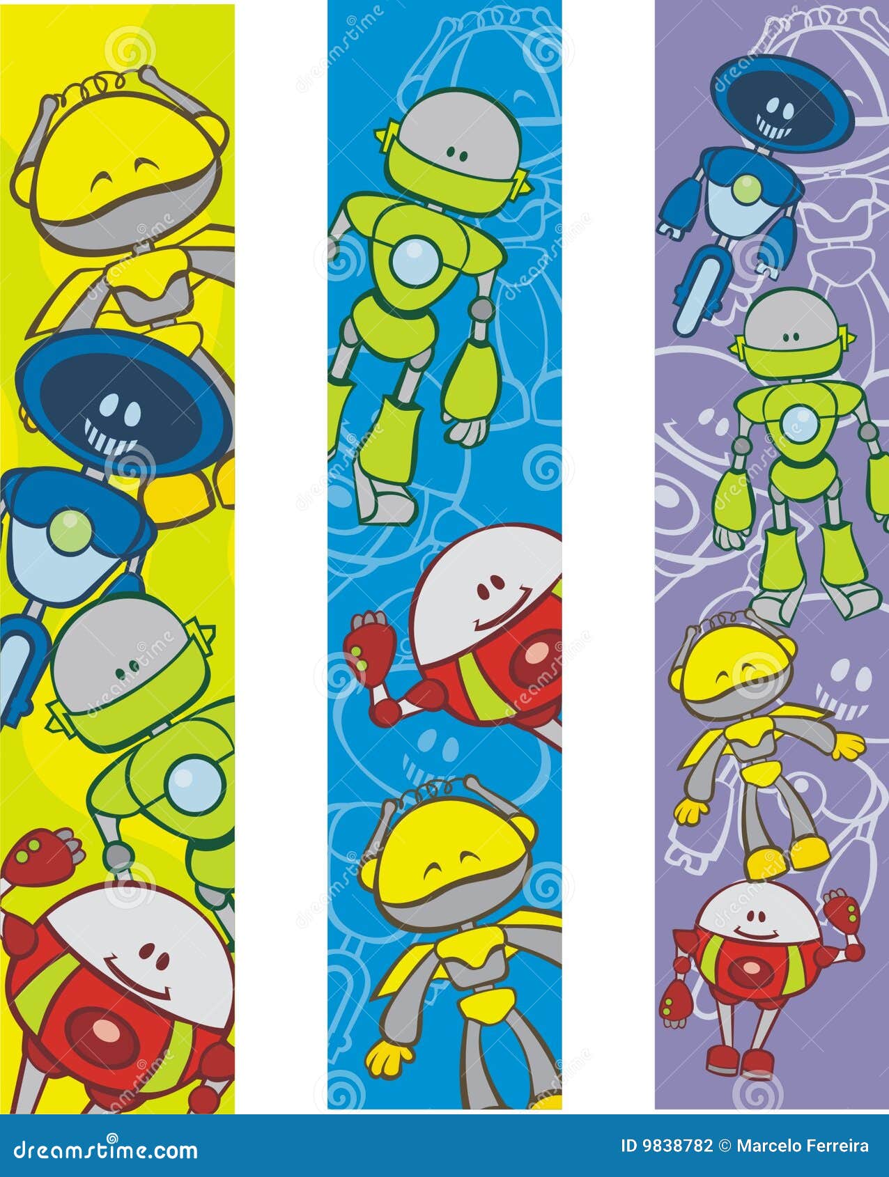 bookmarks with robot cartoons
