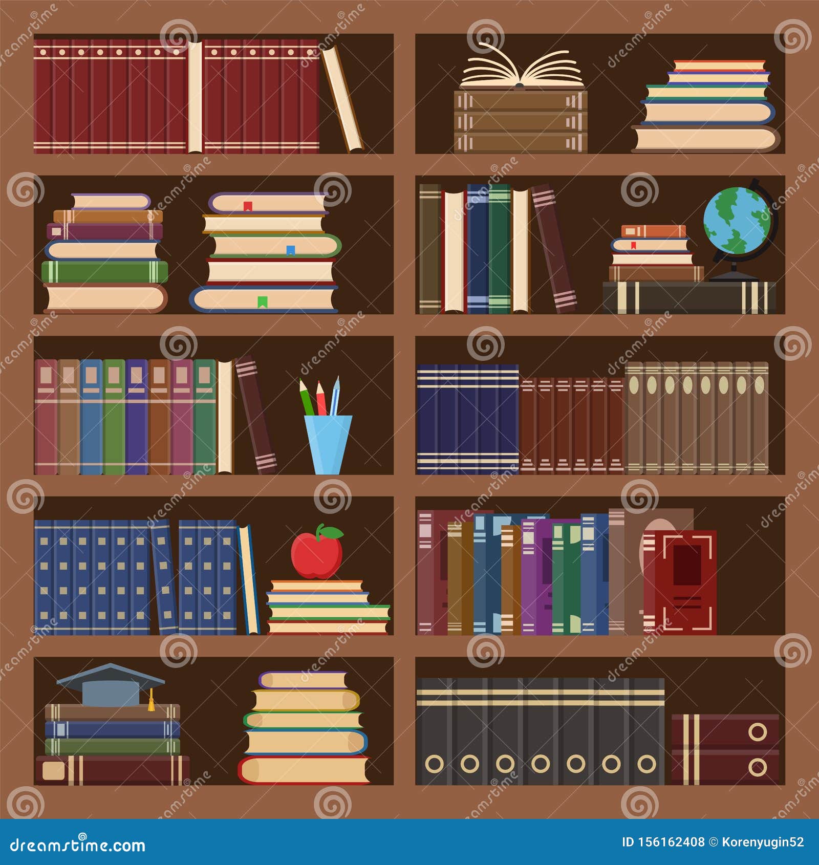 Books In Bookcase Seamless Pattern School Book Science