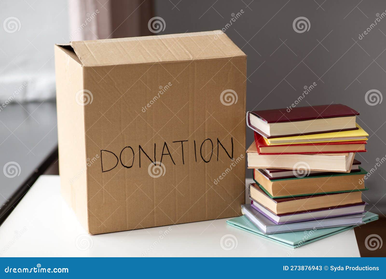 Books and Cardboard Donation Box at Home Stock Image Image of help, care 273876943