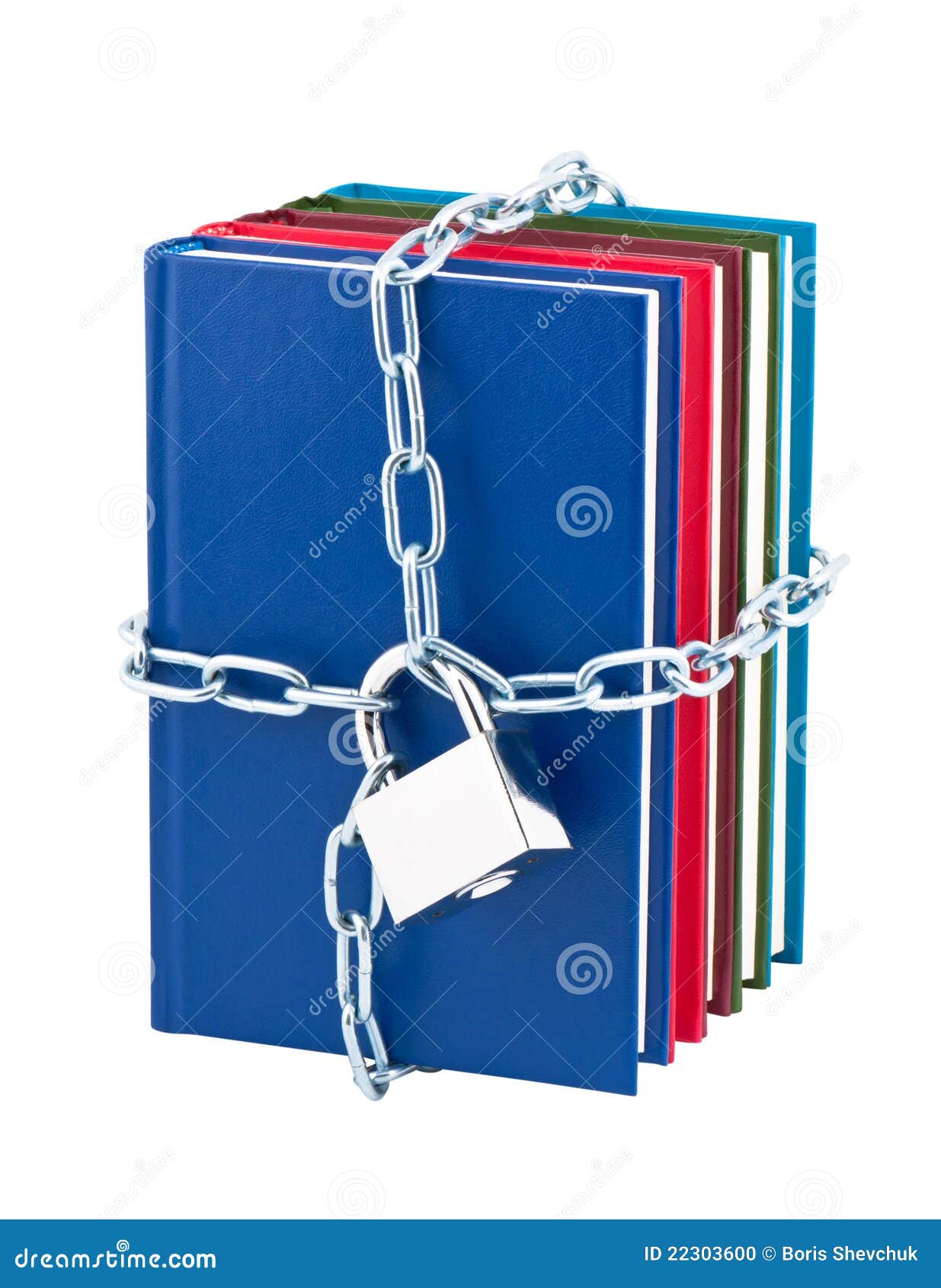 Books Closed on Padlock and Chain. Stock Photo Image of paper, page