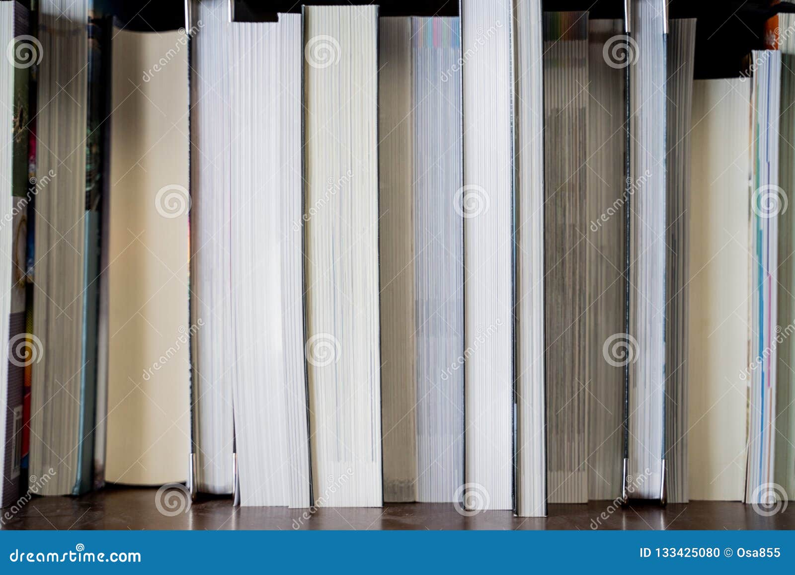 Books Displayed On Bookstore Bookshelves For Sale Stock Photo