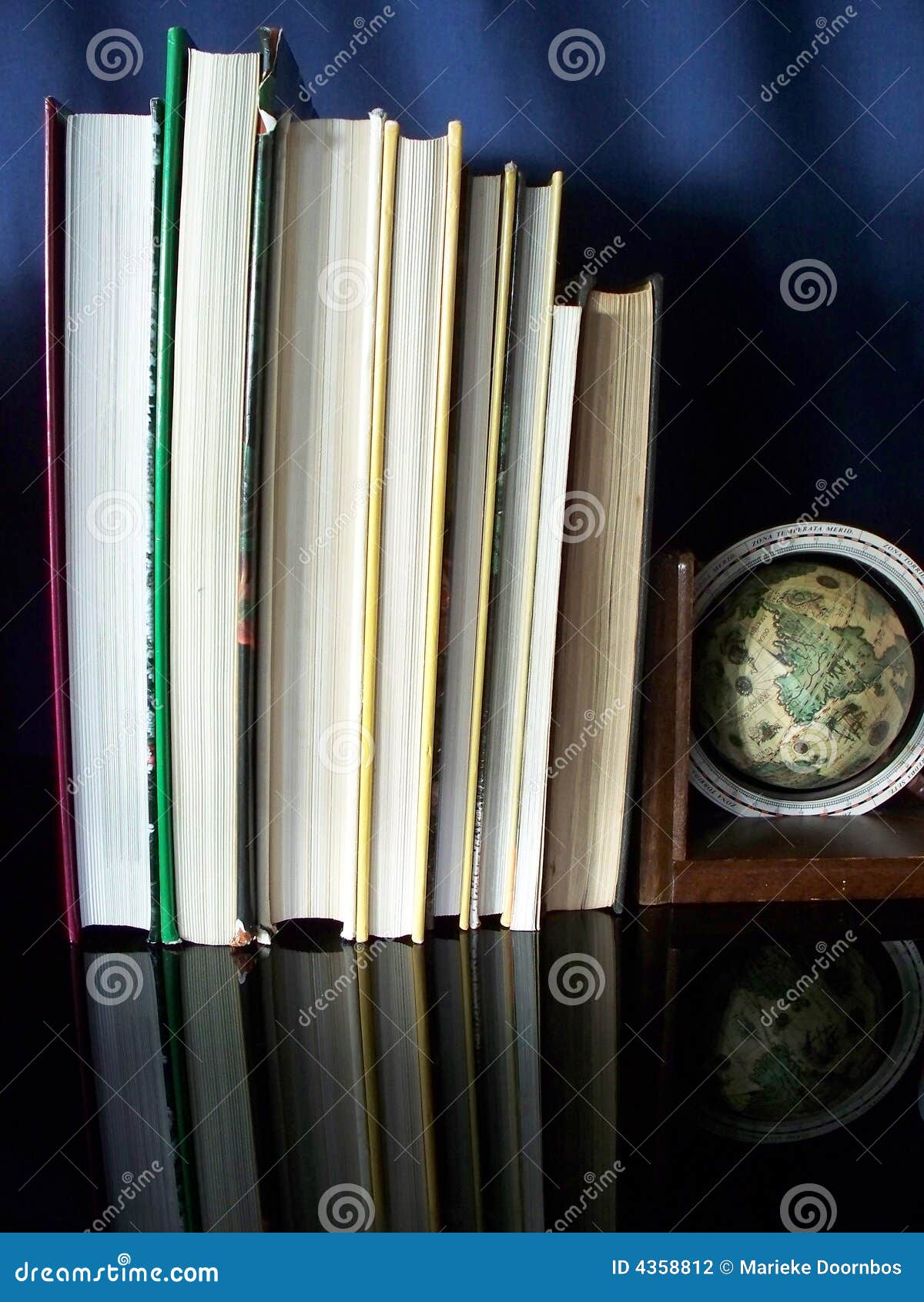 Books,globe and Mirror Image Stock Photo Image of reflection, globe 4358812