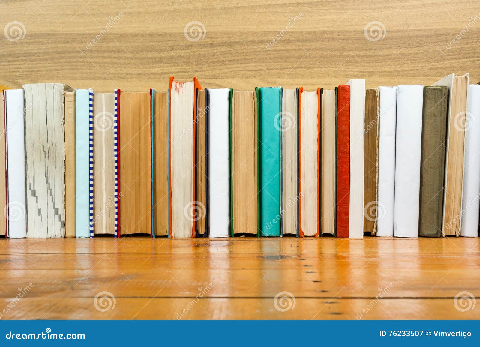 Books On Grunge Wooden Table Desk Shelf In Library Back To School