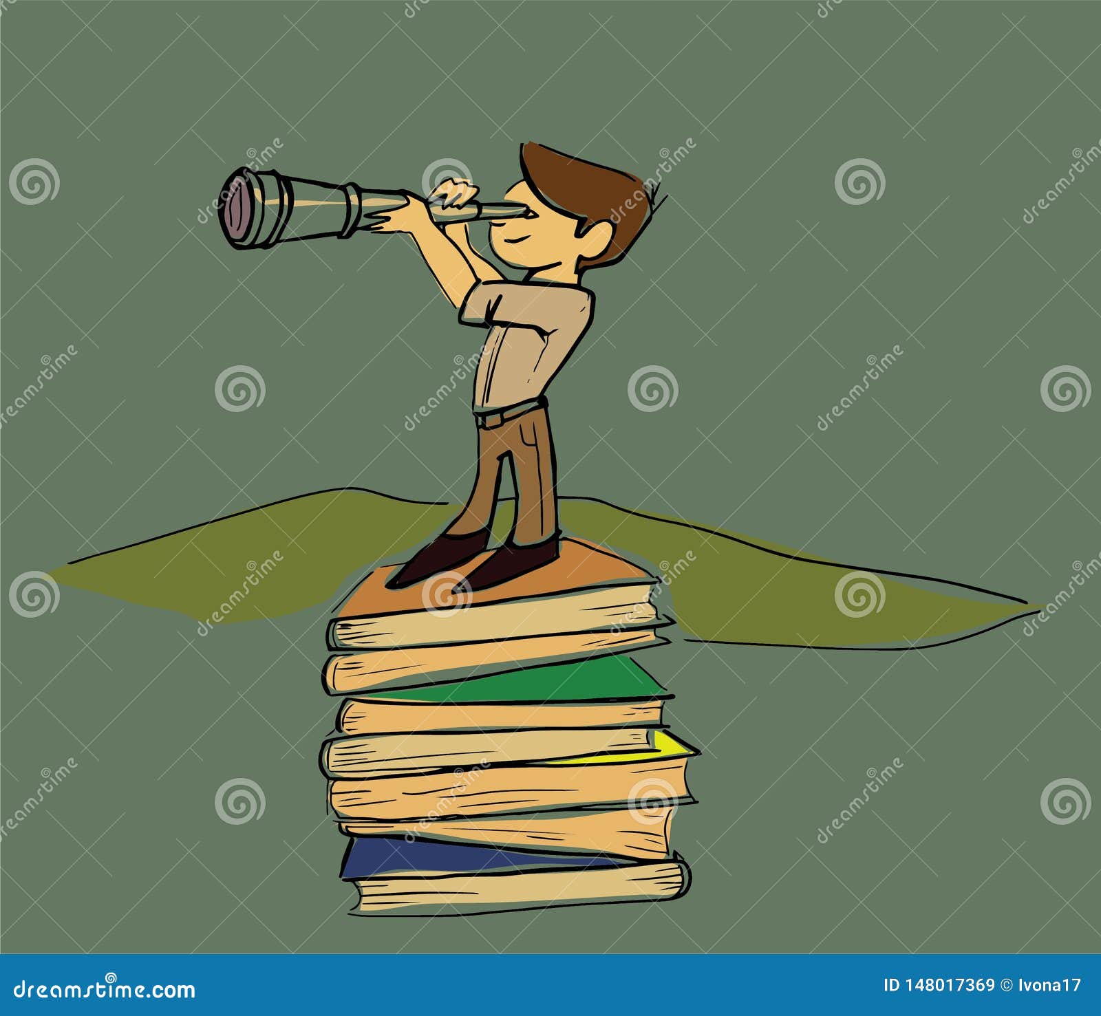 Books Knowledge Vision Vector Illustration Sketch Doodle Stock