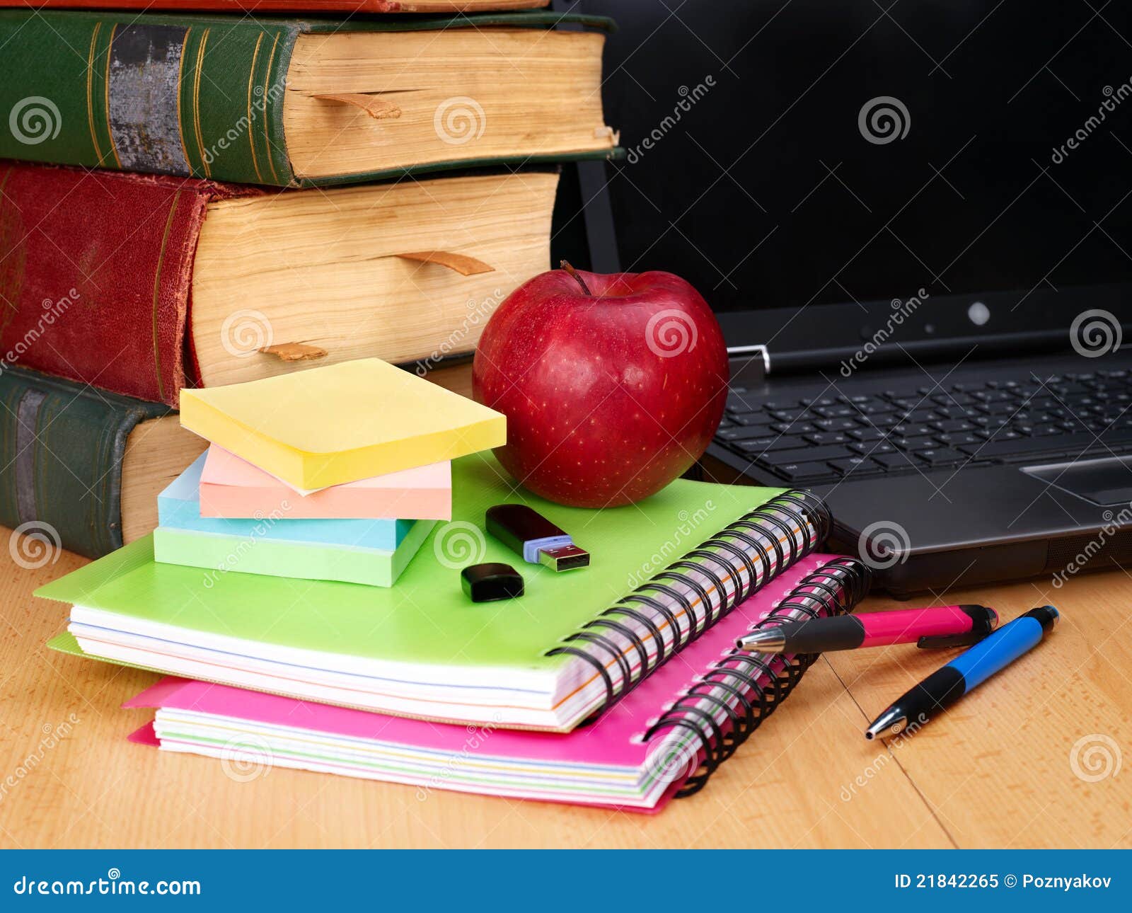 Books and Laptop. School Supplies Stock Image Image of elementary