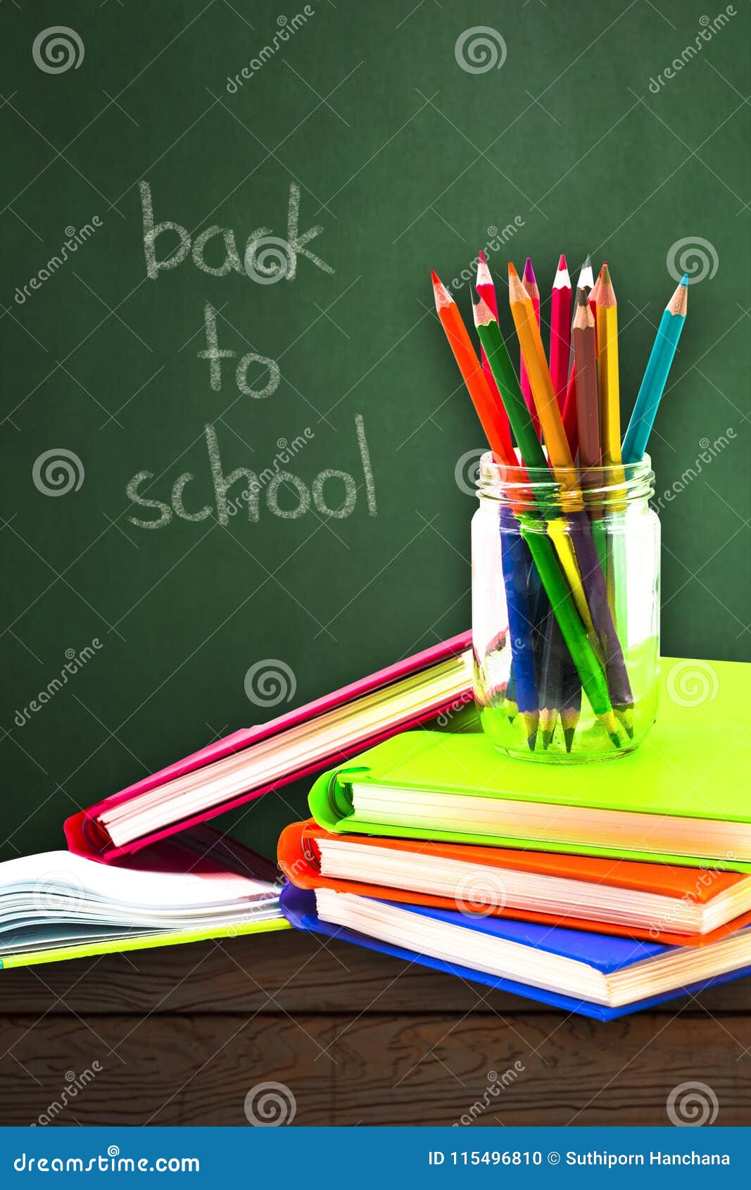 Books ,pen,pencil and office equipment on pink background, education and  back to school concept,Clipping path Stock Photo