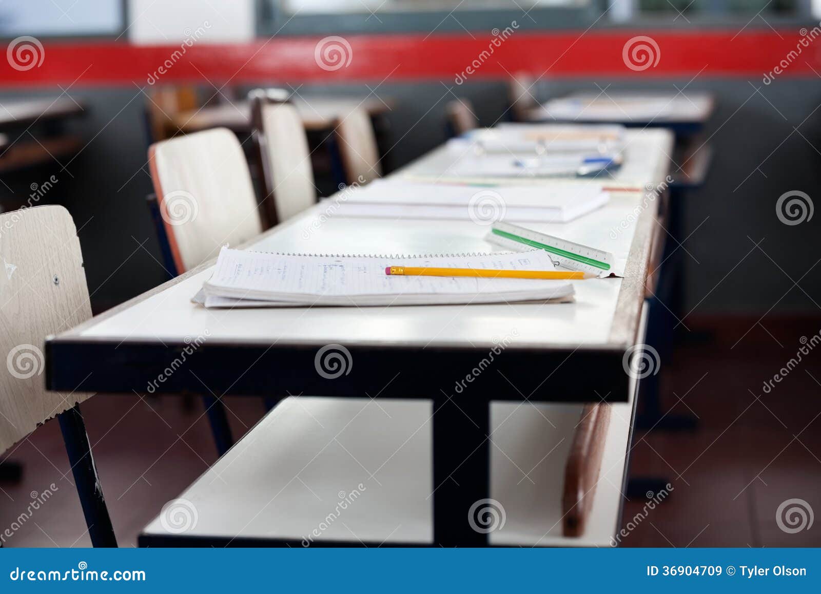 Books and Pencil on Desk stock image. Image of chair 36904709