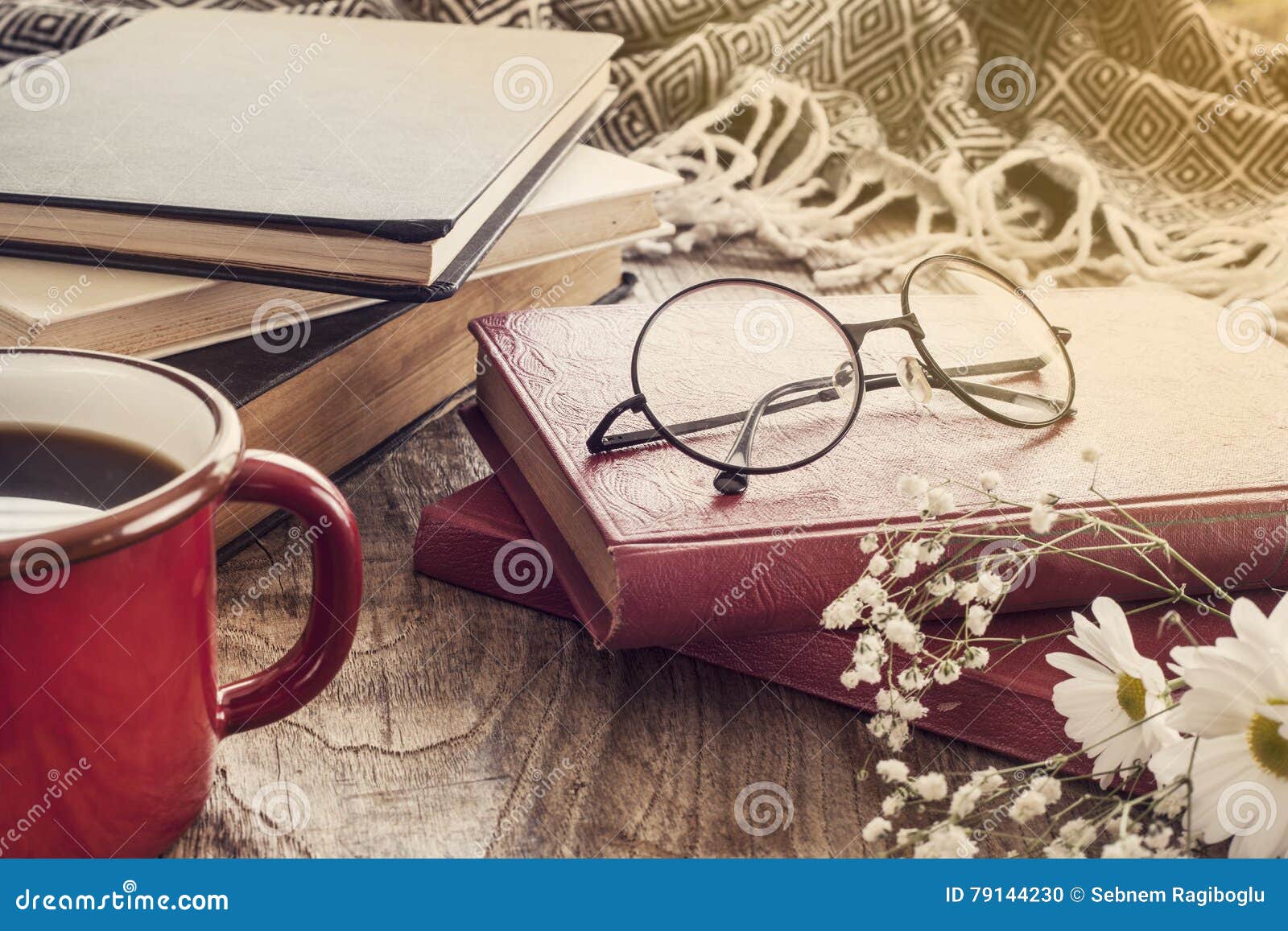 Books with Reading Glasses on Desk Stock Photo Image of leisure