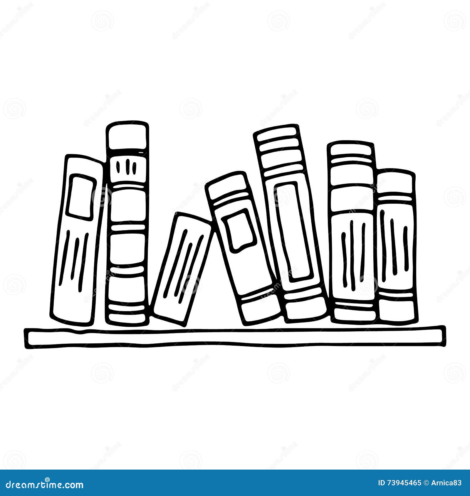 Books on the Shelf Isolated Stock Vector Illustration of organized