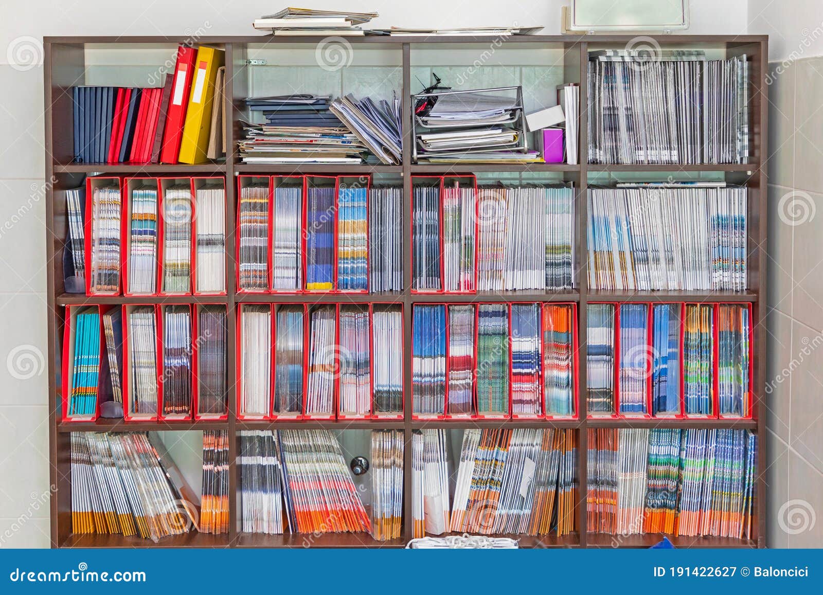 Books Shelf Magazines stock image. Image of library 191422627