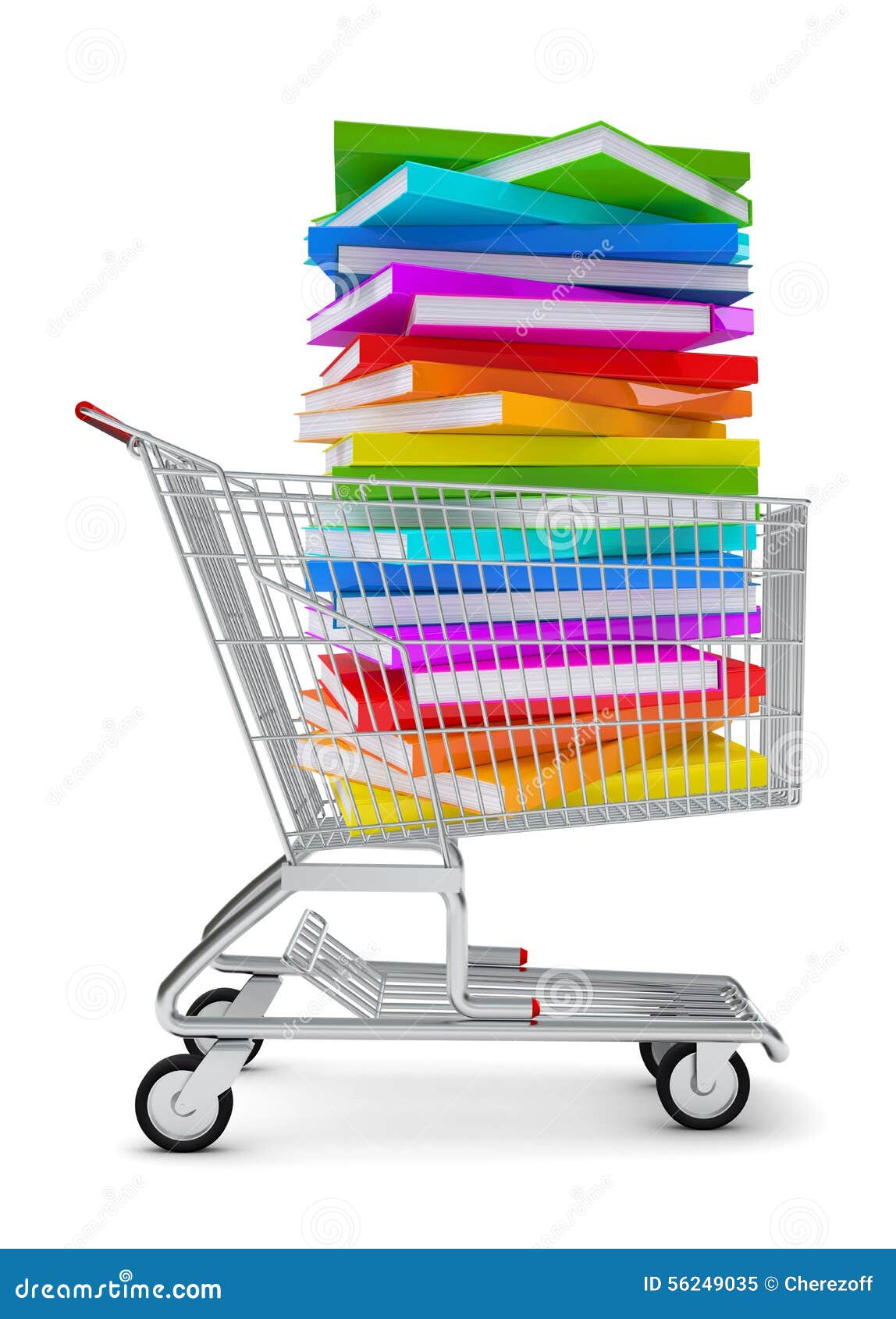 Books in shopping cart stock illustration. Illustration of trolley 56249035