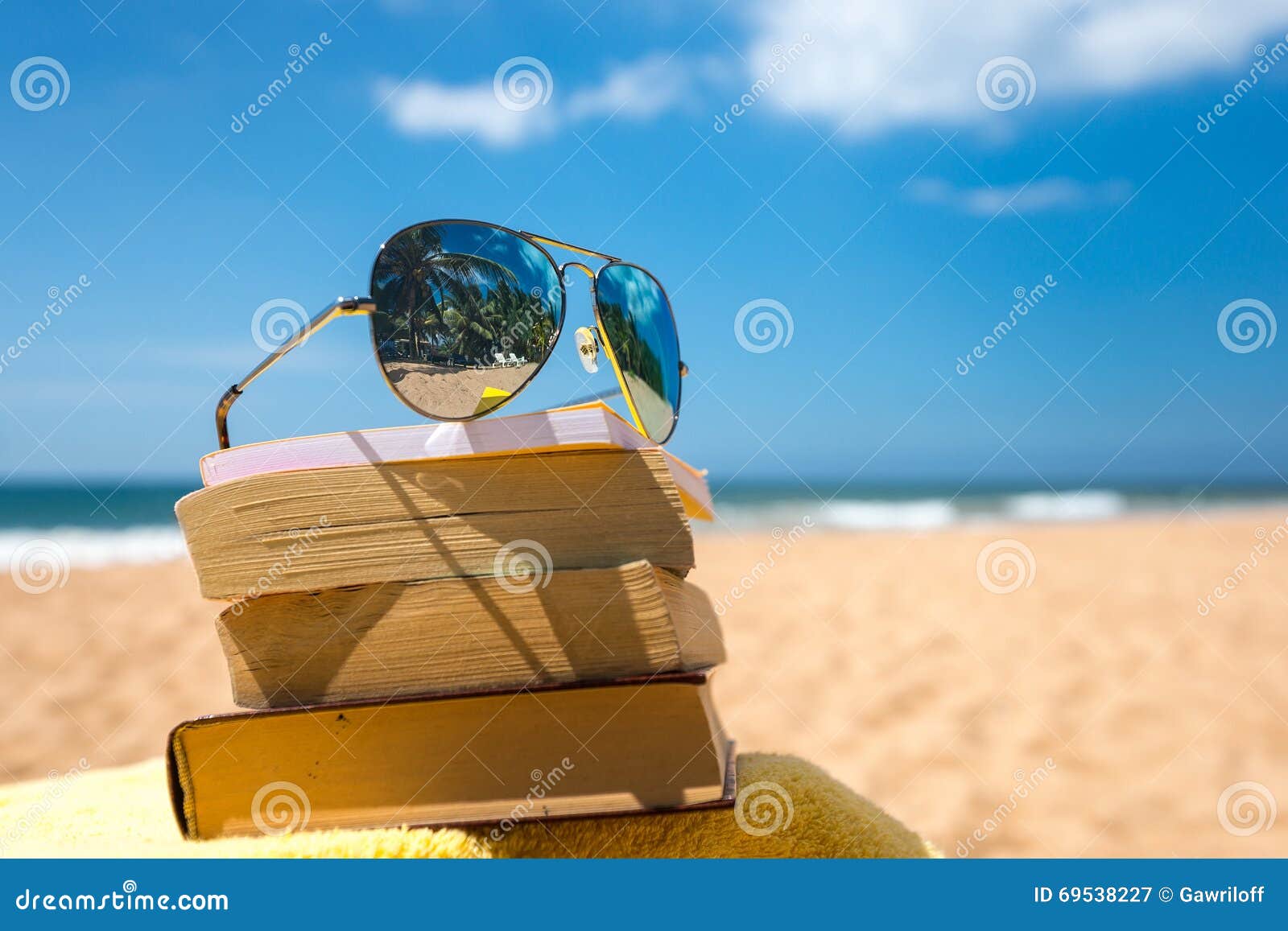 Books and Sunglasses on a Beach Stock Image Image of relax, glasses