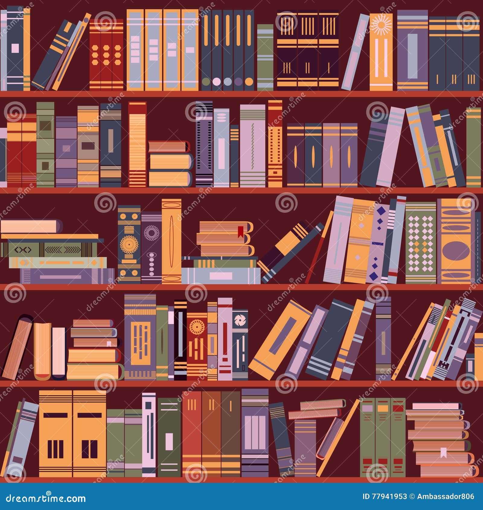 Bookshelf Books Library Vector Stock Vector Illustration Of