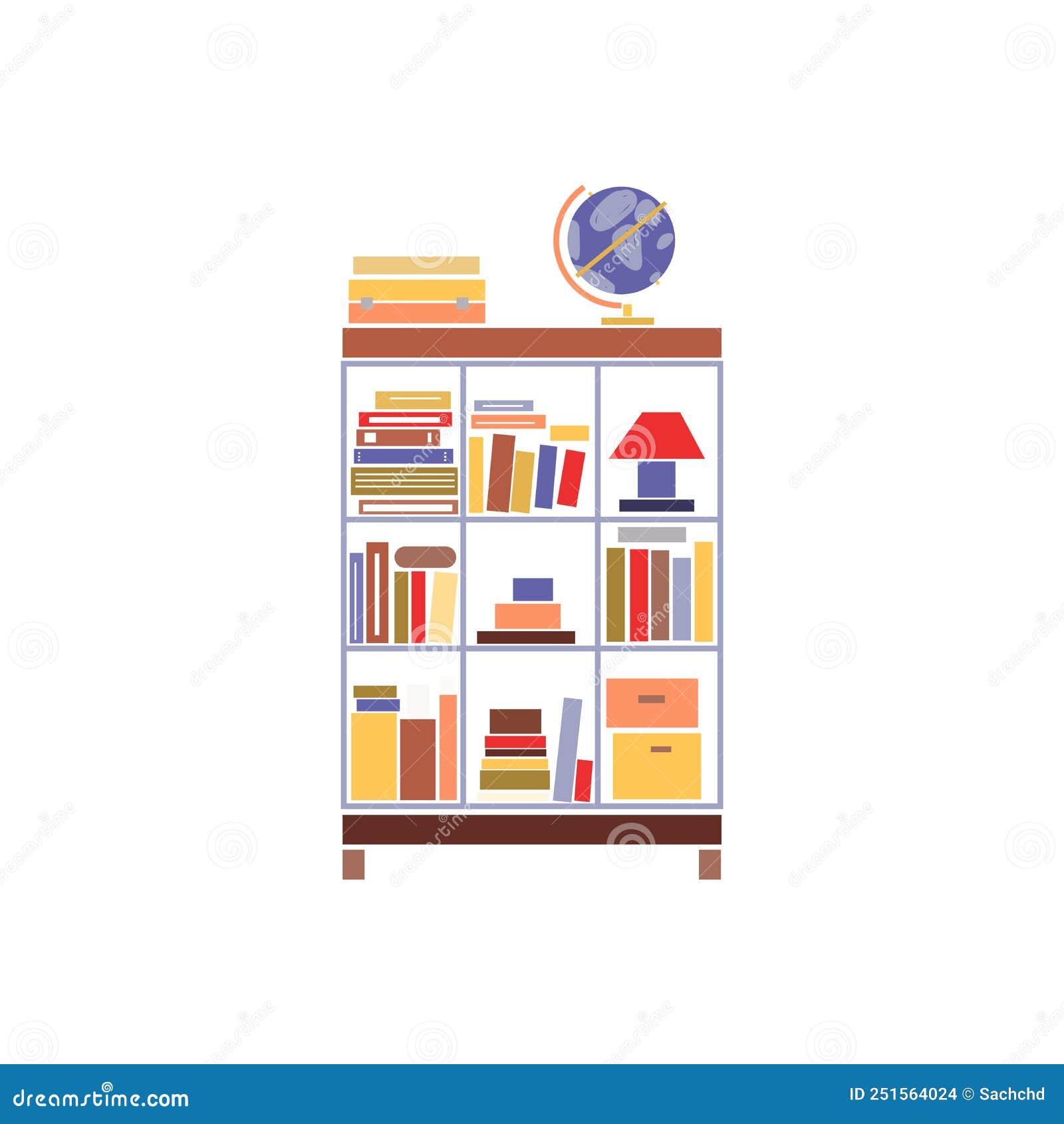 Bookshelf with Books Vector Illustration Stock Vector Illustration of
