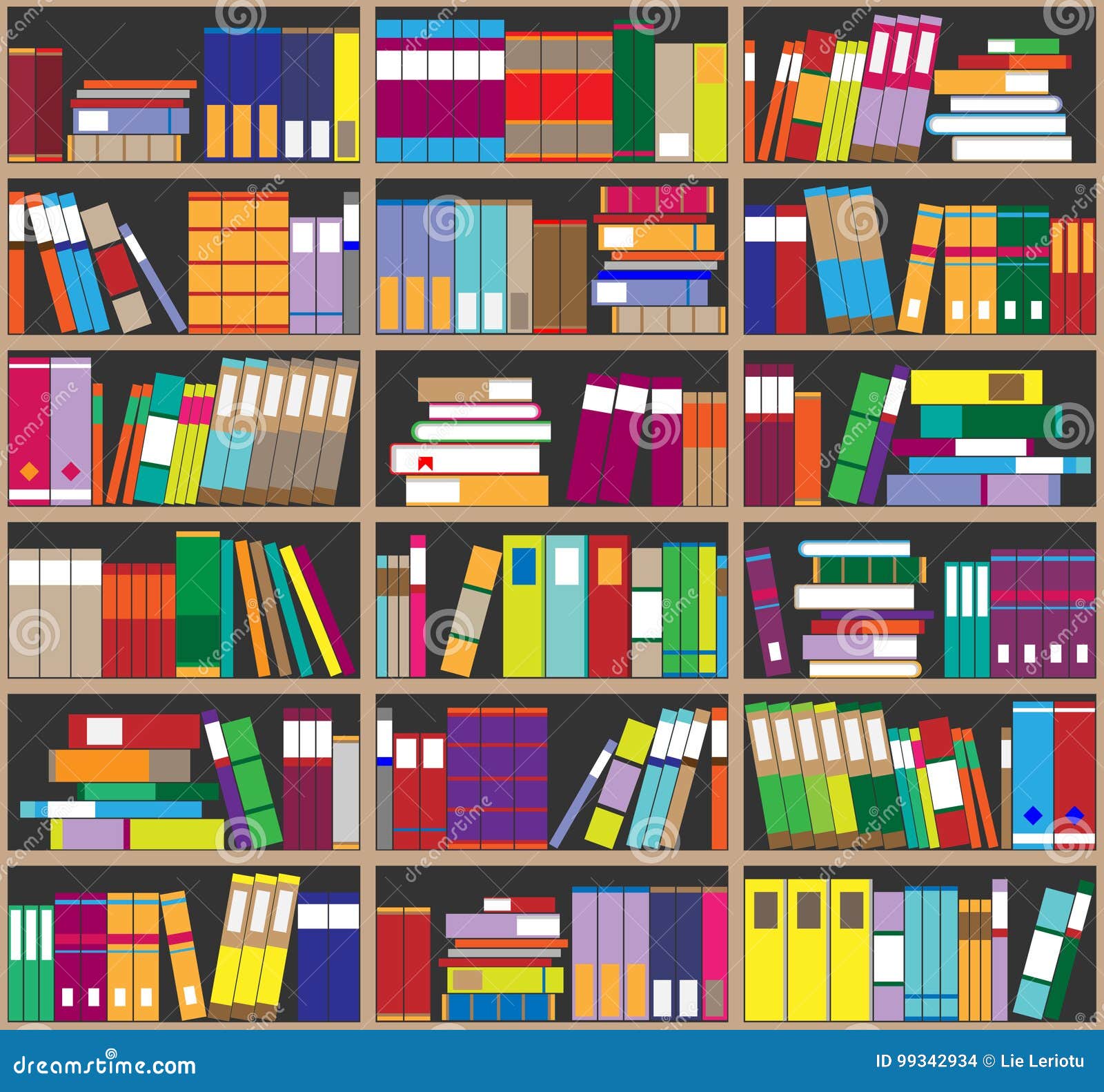 Bookshelf Background Shelves Full Of Colorful Books Home Library With Books Vector Close Up Illustration Cartoon Design Style Stock Illustration Illustration Of Library Design
