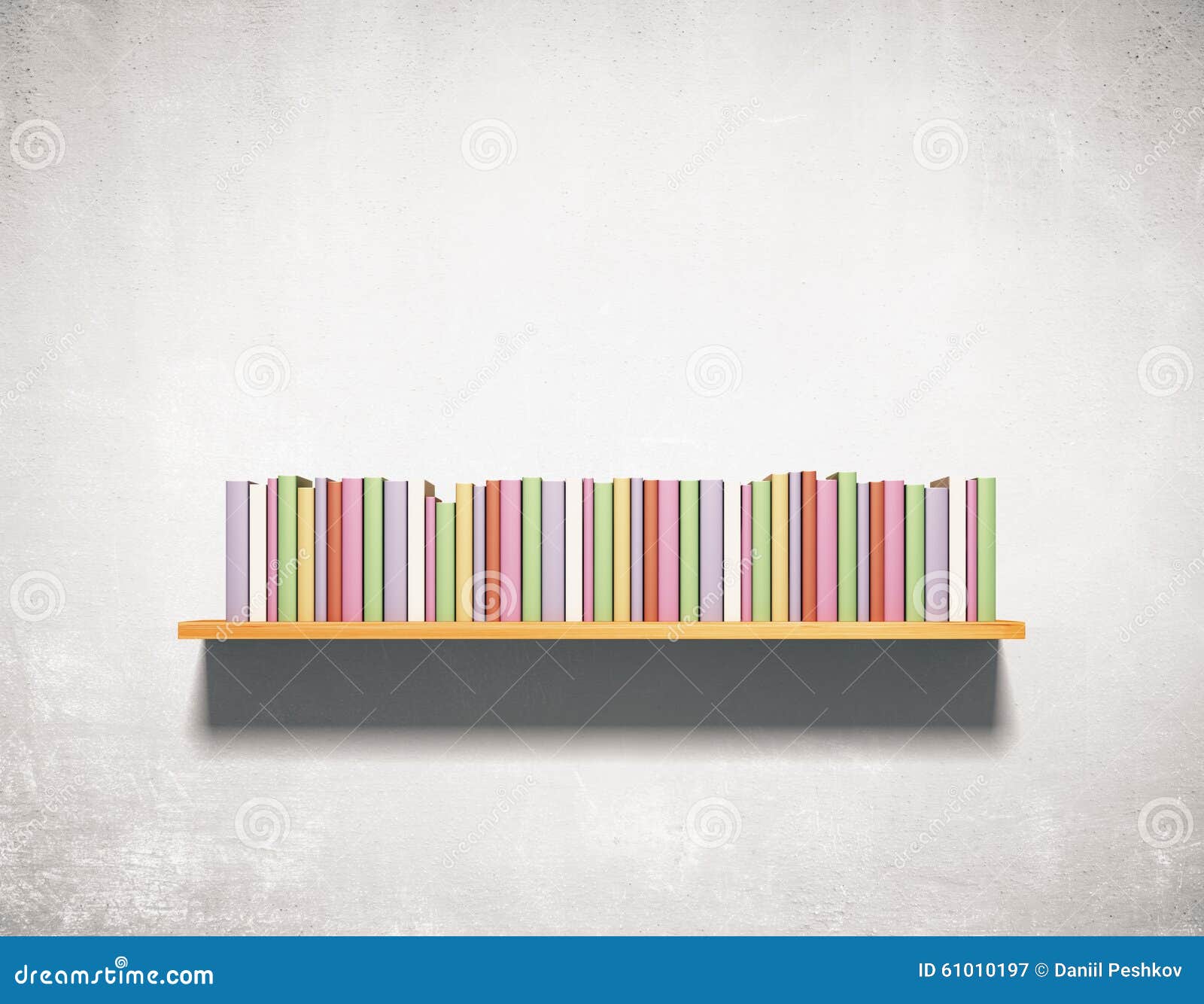 Bookshelf on a Concrete Wall Stock Illustration - Illustration of