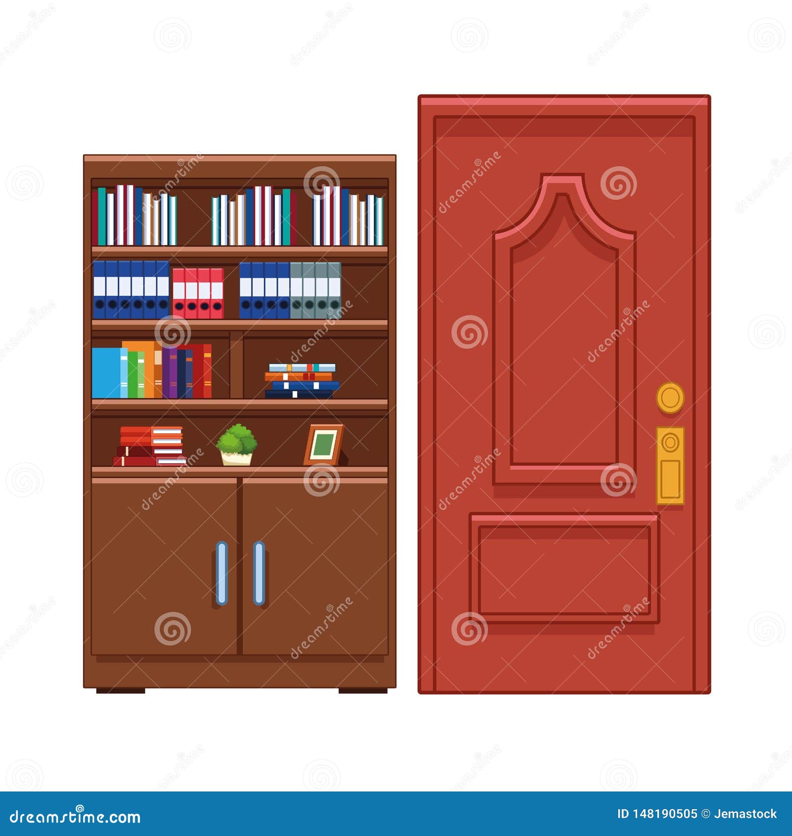 Bookshelf And Door Stock Vector Illustration Of Frame 148190505