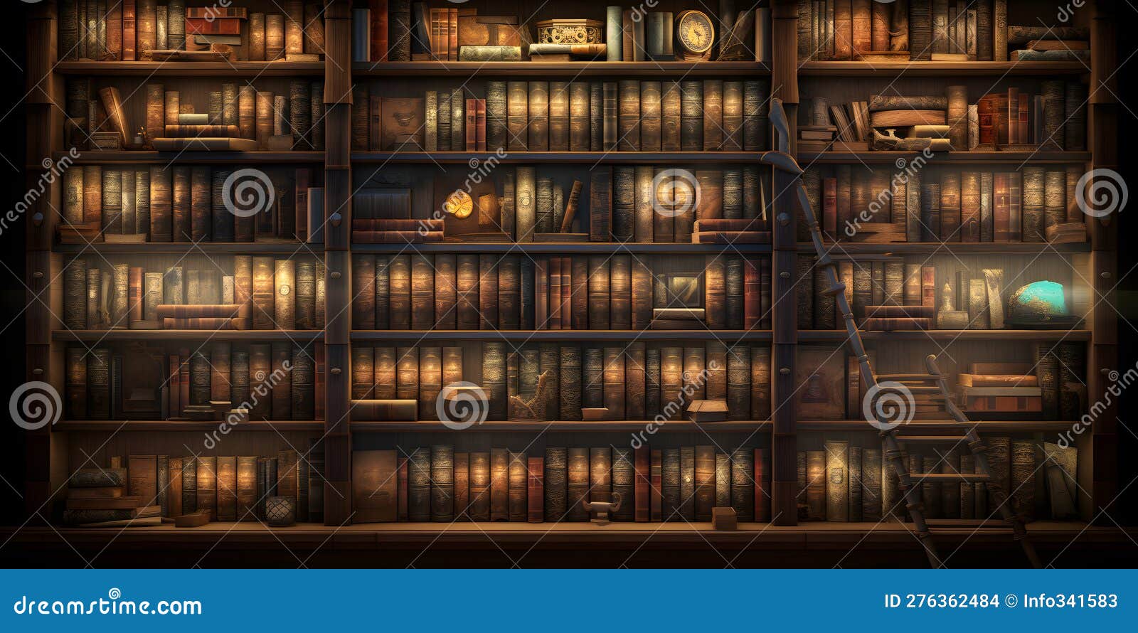 A Bookshelf Filled with Encyclopedias and Dictionaries Hy Two Created