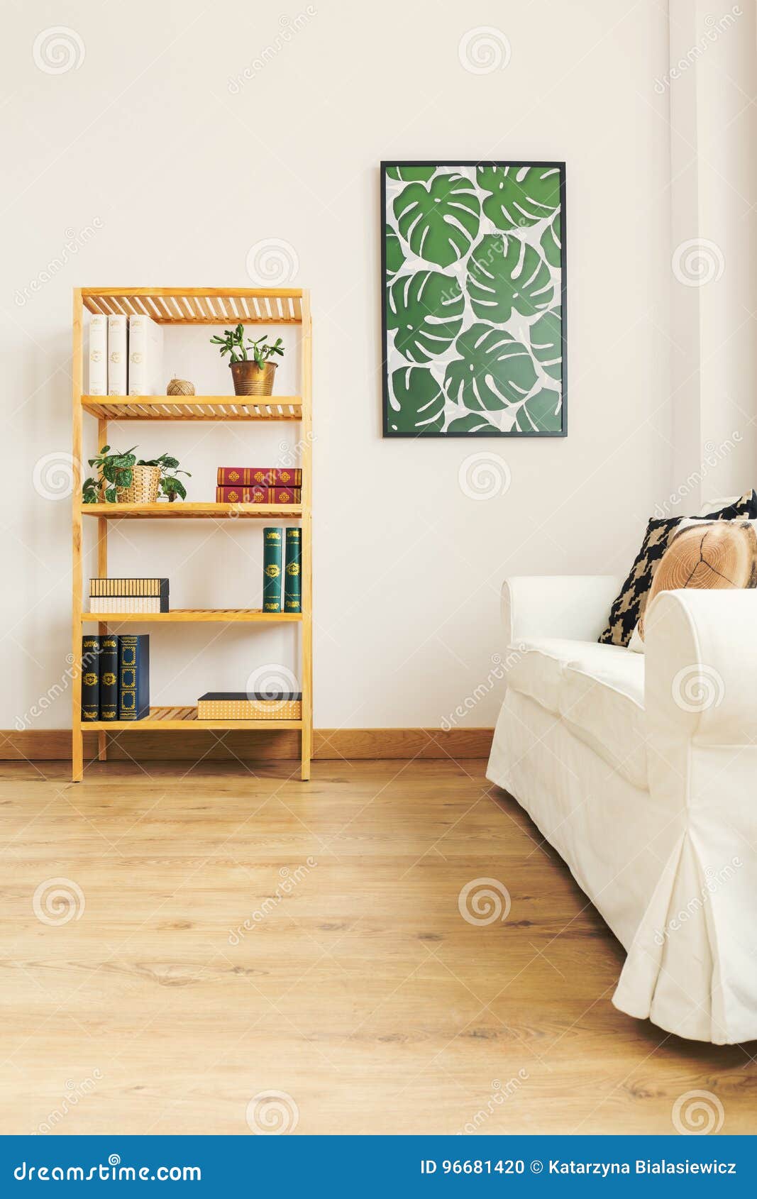 Bookshelf in flat stock photo. Image of interior, freedom 96681420