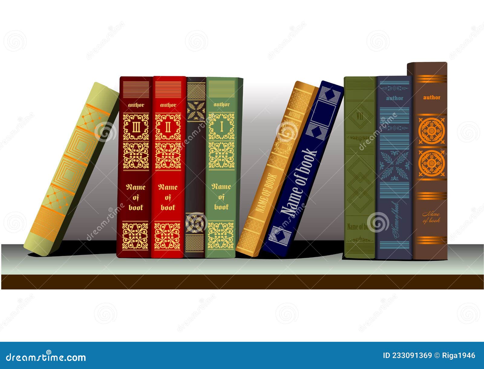 Bookshelf with Standings on it Books Stock Vector Illustration of