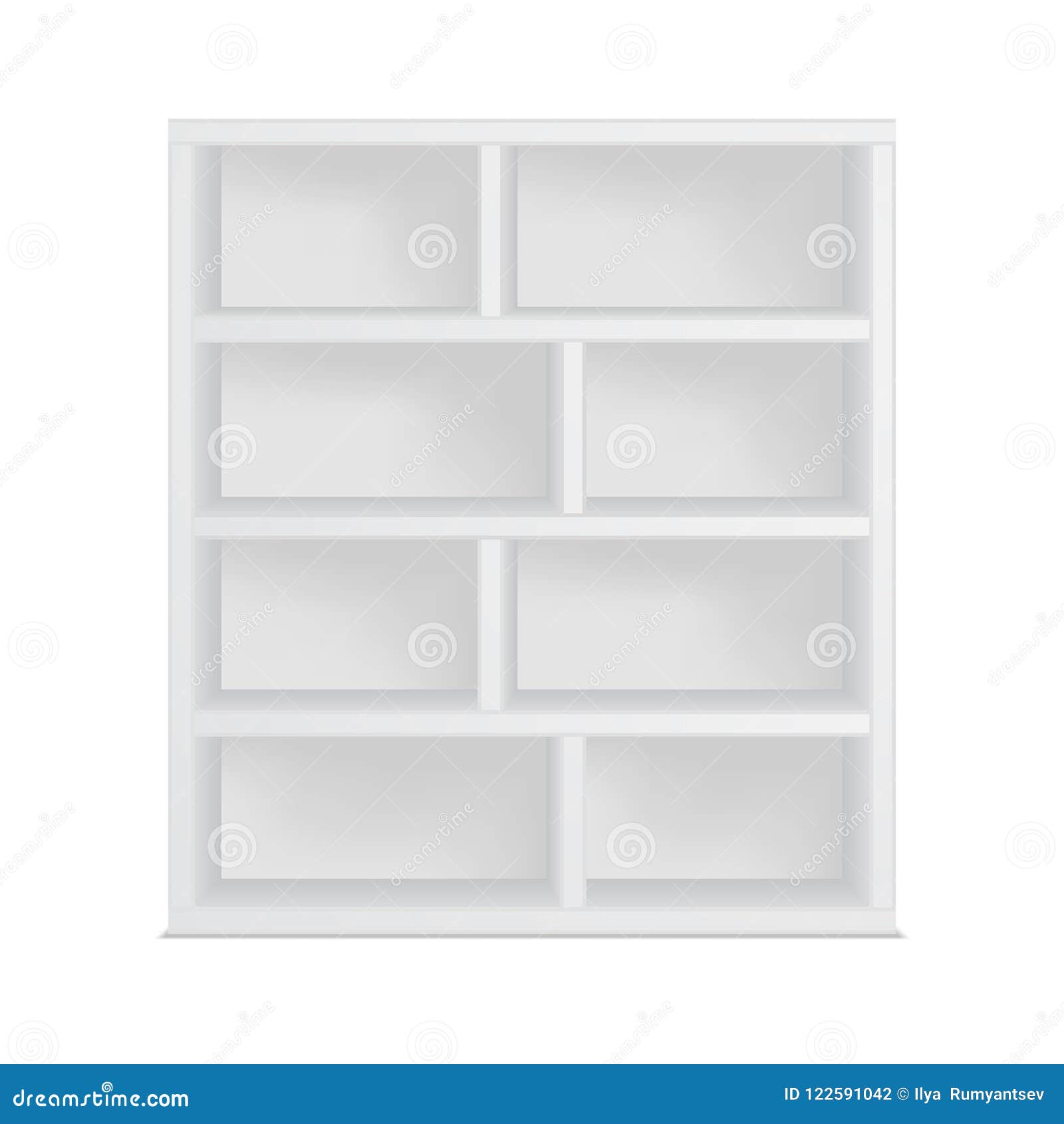 Bookshelf Template, Isolated on White Stock Vector Illustration of