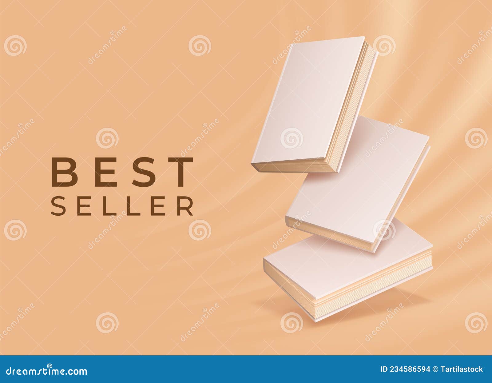 bookstore or library poster with realistic floating blank book mockups. closed books with empty cover. reading and