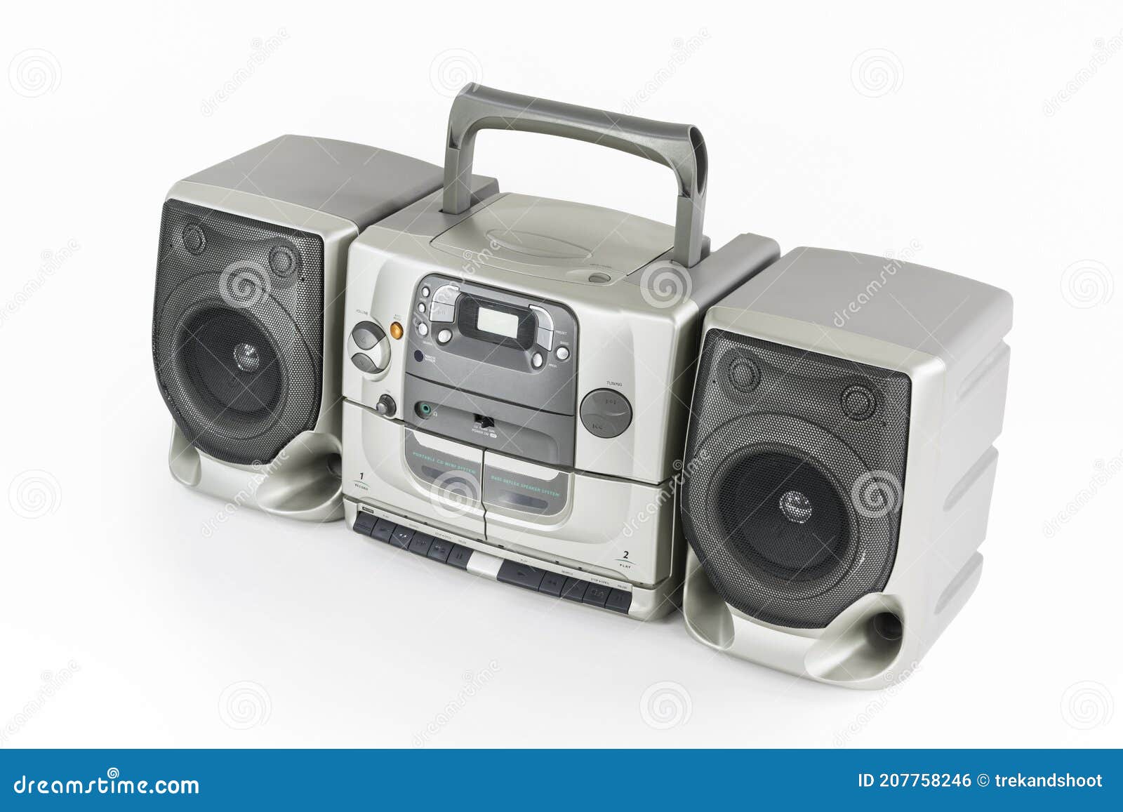 Boom Box Reproductor De Cd Radio Cassette Portátil Foto de archivo - Imagen  de objeto, auge: 207758246