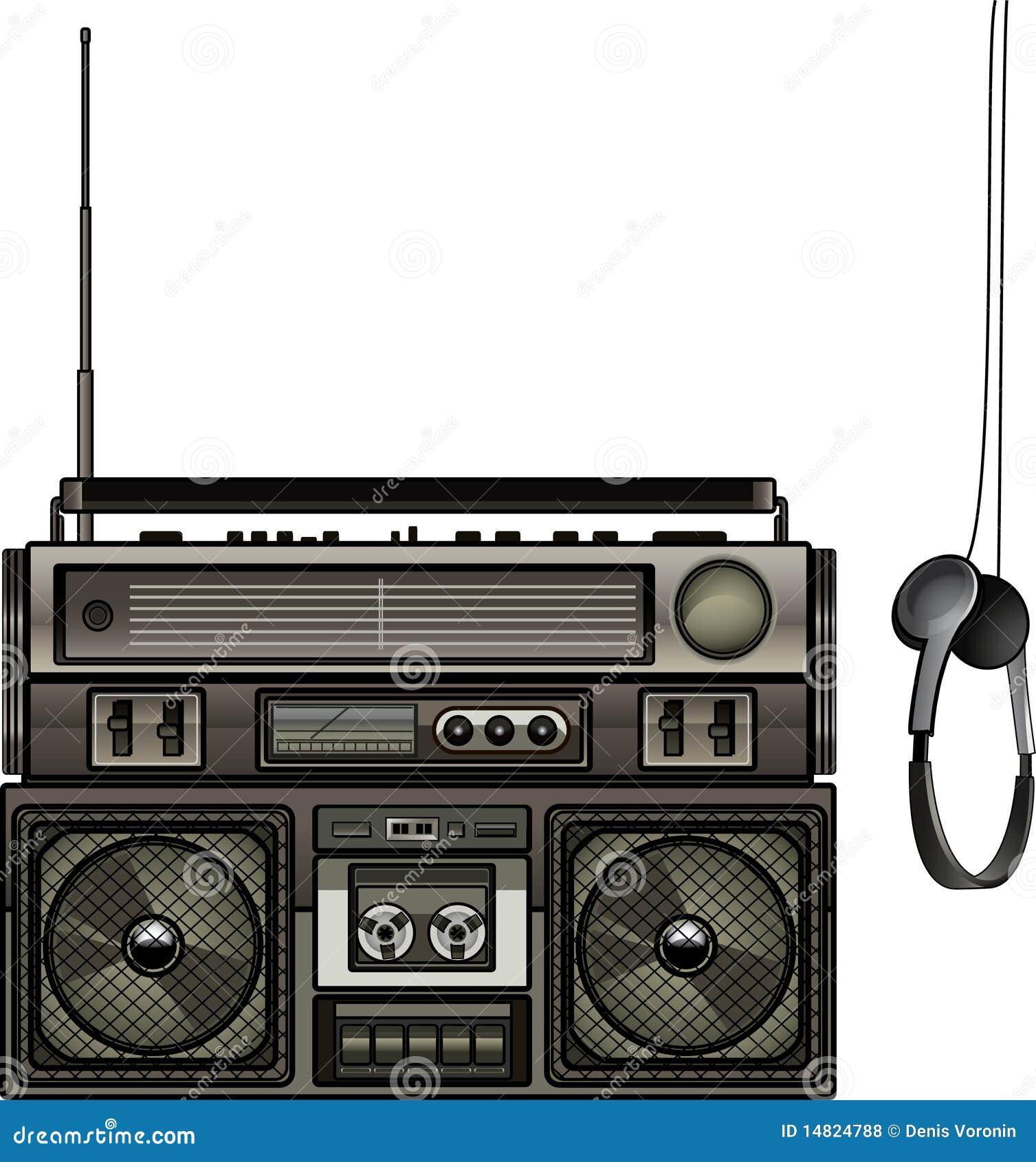 Boombox & Headphones stock vector. Illustration of button 14824788