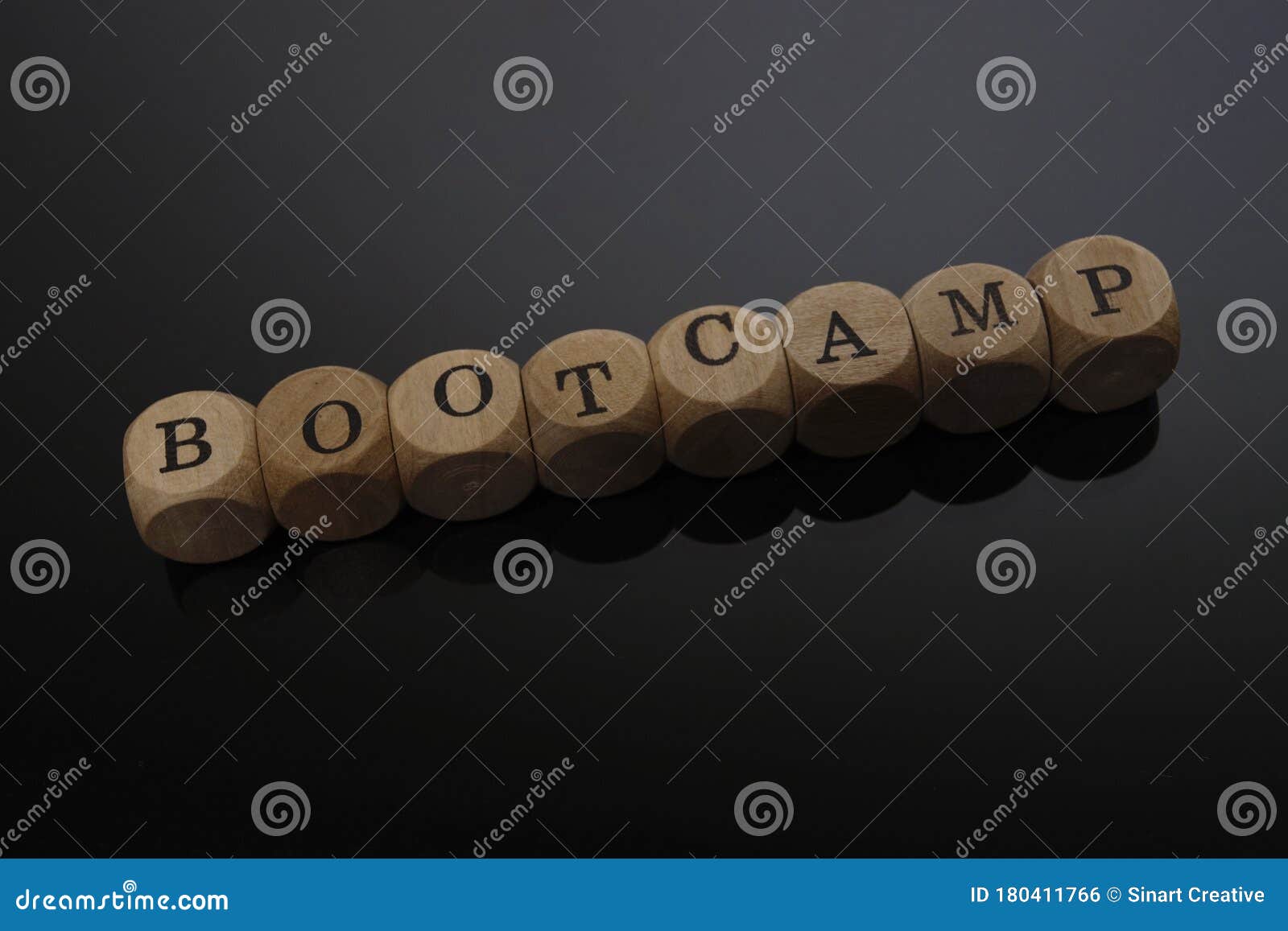 boot camp word cube with reflection background