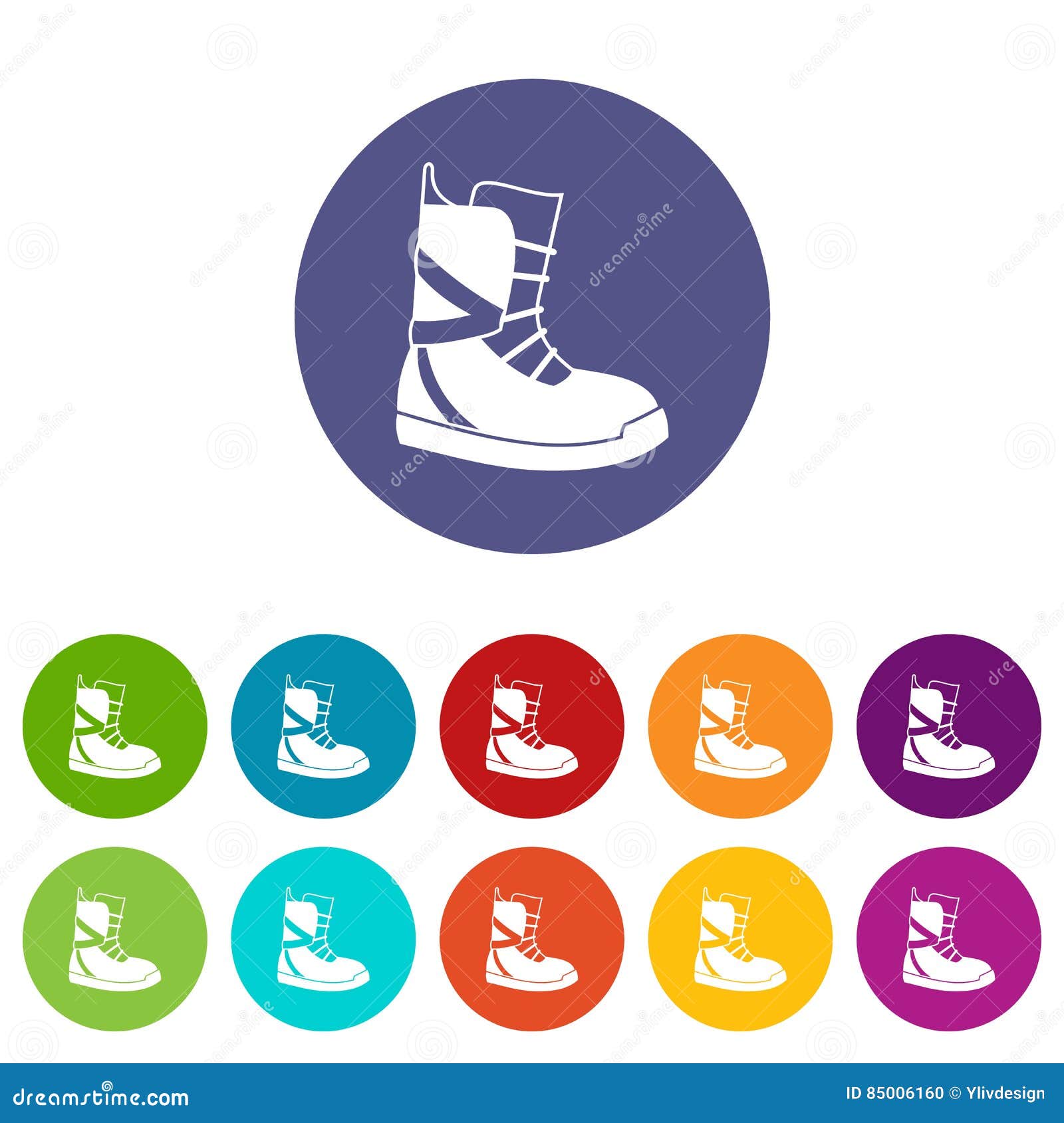 Boot for Snowboarding Set Icons Stock Vector Illustration of holiday