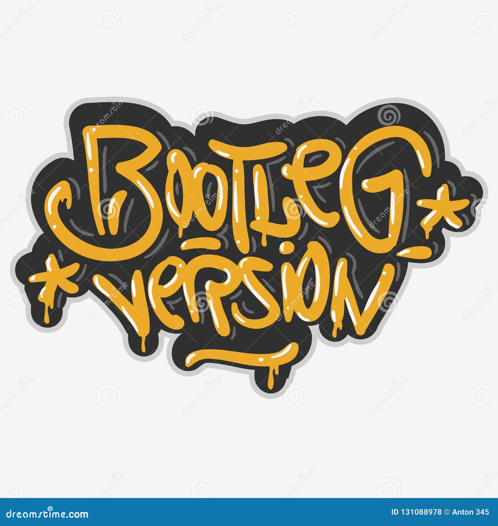 bootleg version hip hop related tag graffiti influenced label sign logo lettering for t-shirt or sticker on a whit