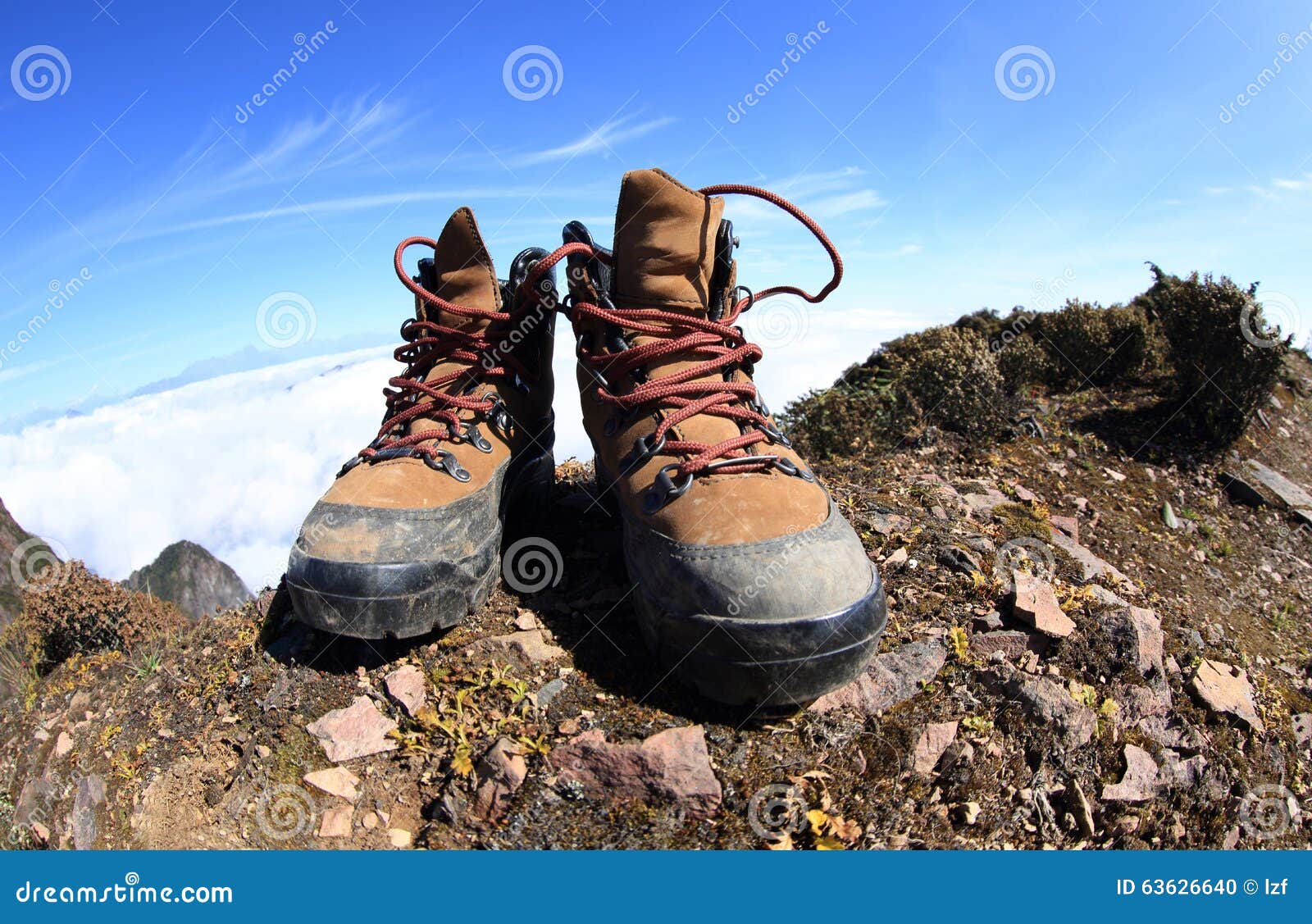 Boots on Beautiful Mountain Peak Stock Photo Image of hiking, rolling 63626640