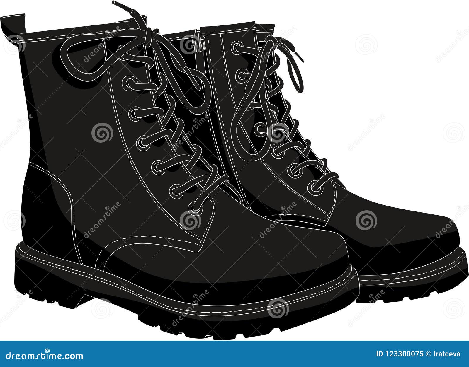 Boots Black Isolated on White Stock Vector - Illustration of hiking ...