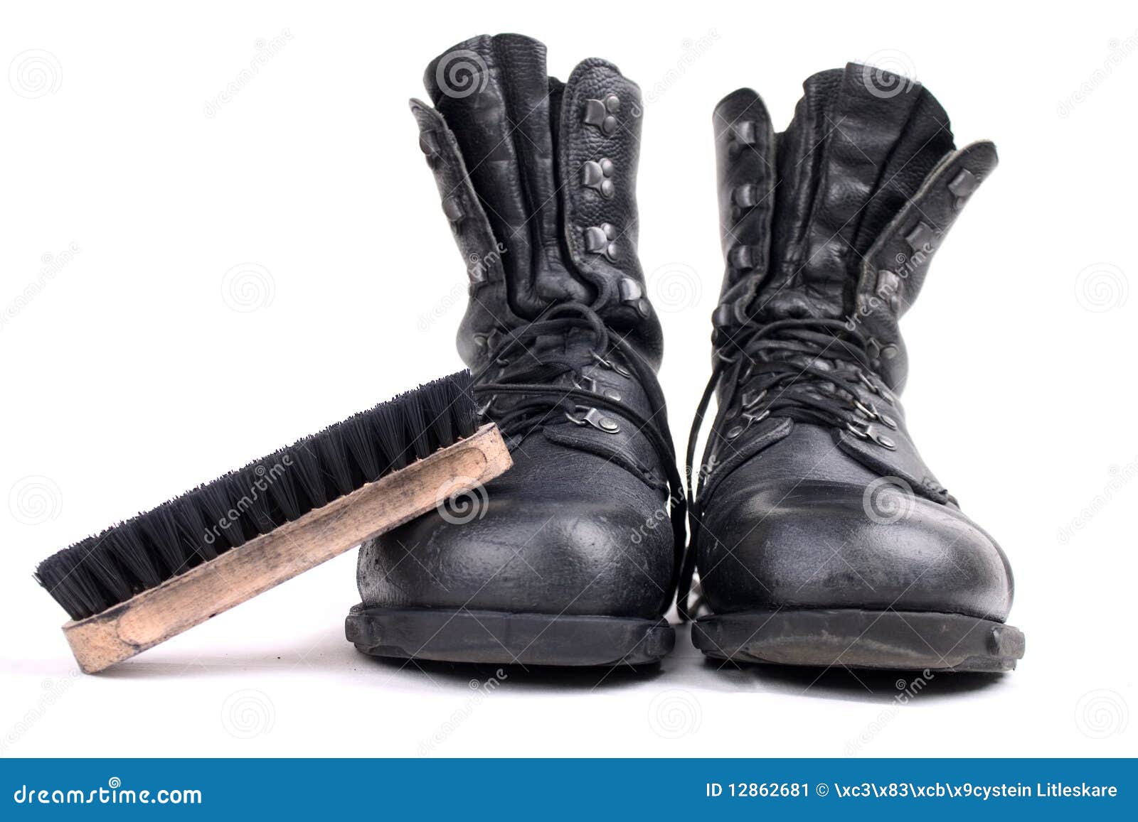 Boots and brush stock image. Image of brush, uniform 12862681