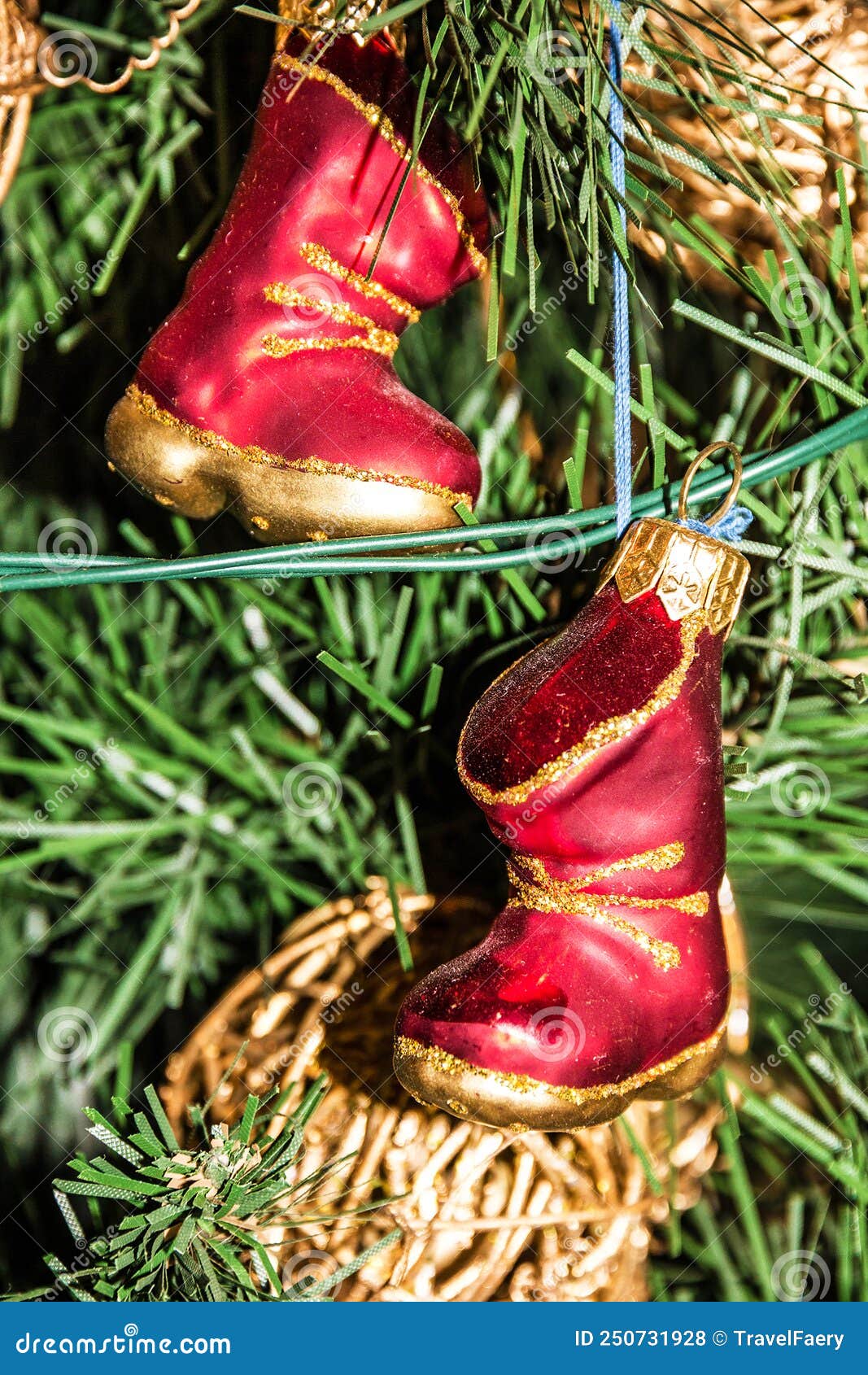 Boots Christmas Tree Details Stock Photo Image of celebrate, tree 250731928