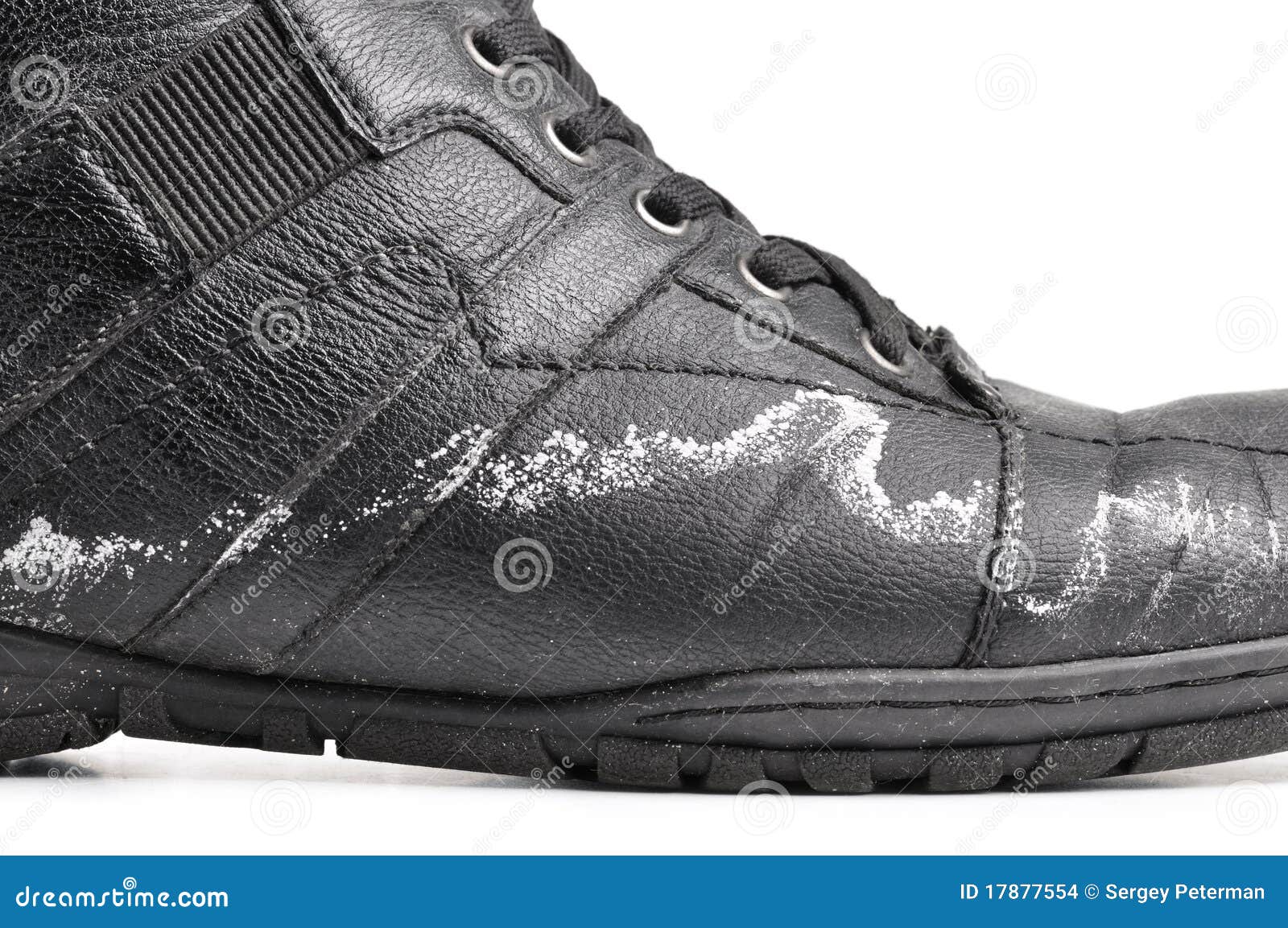 Boots damaged by reagents stock photo. Image of shoe 17877554
