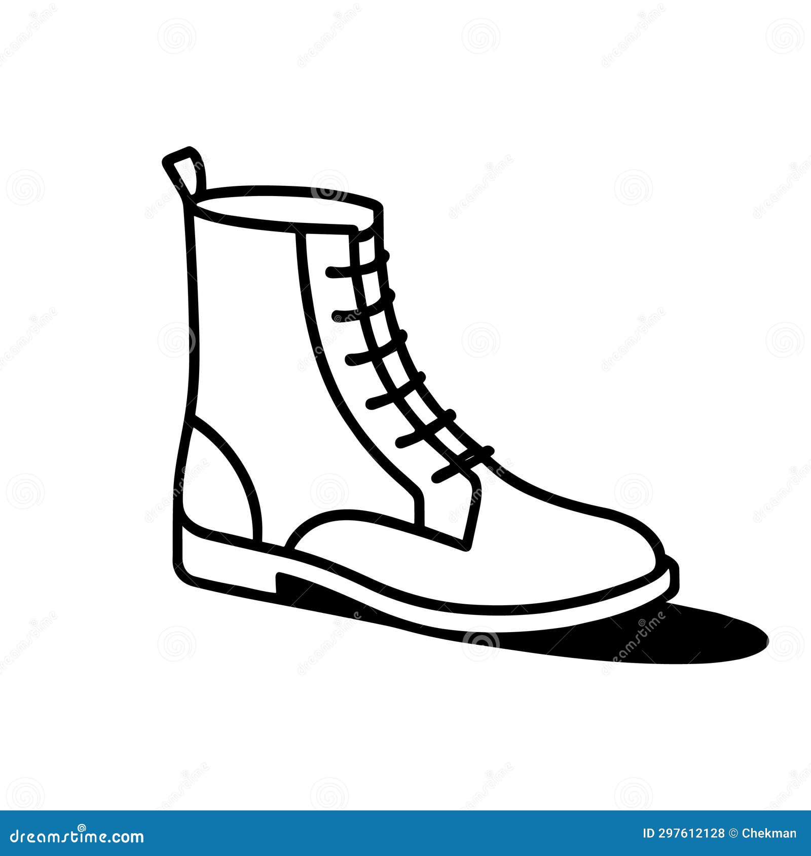 Boots Icon. Black Laceup Boots in Flat Design Stock Vector