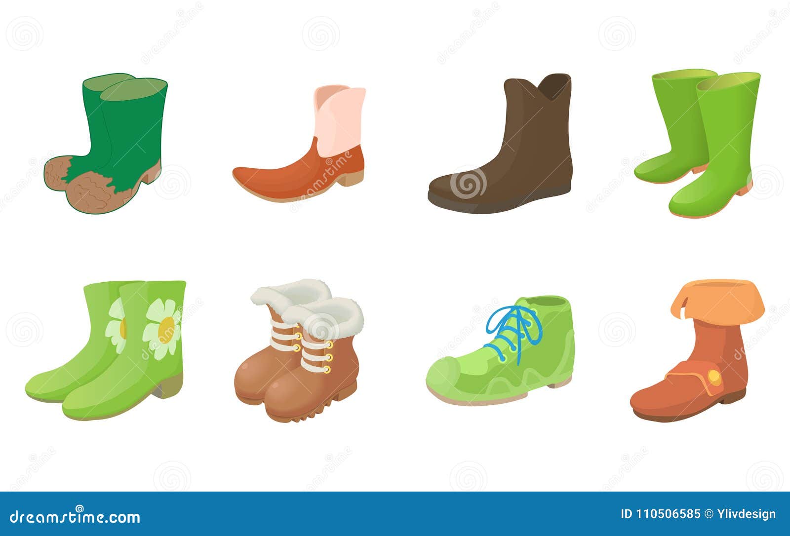 Boots Icon Set, Cartoon Style Stock Vector - Illustration of ankle ...