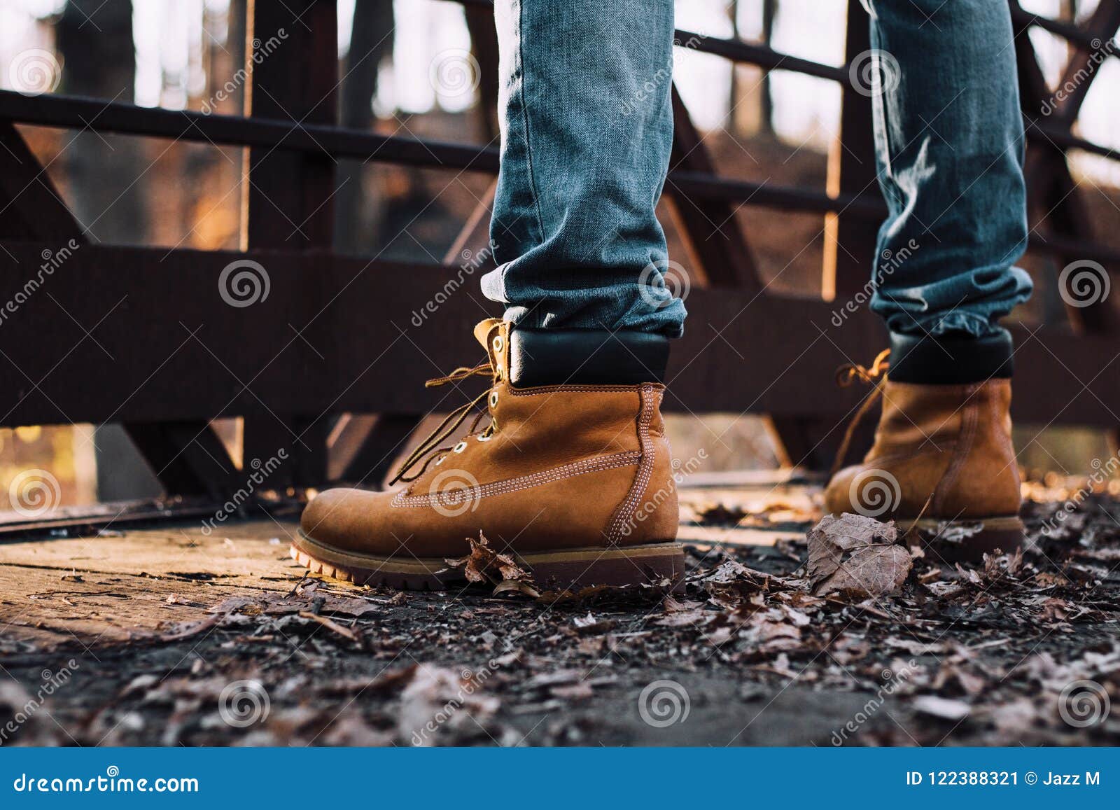 Boots Overlooking Bridge stock image. Image of people 122388321