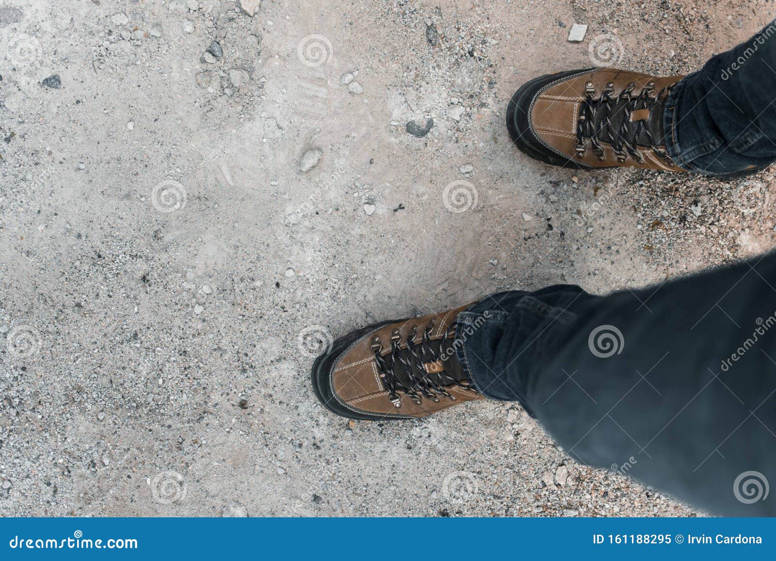 Boots Top View of Man Walking on Path Stock Image - Image of foot ...