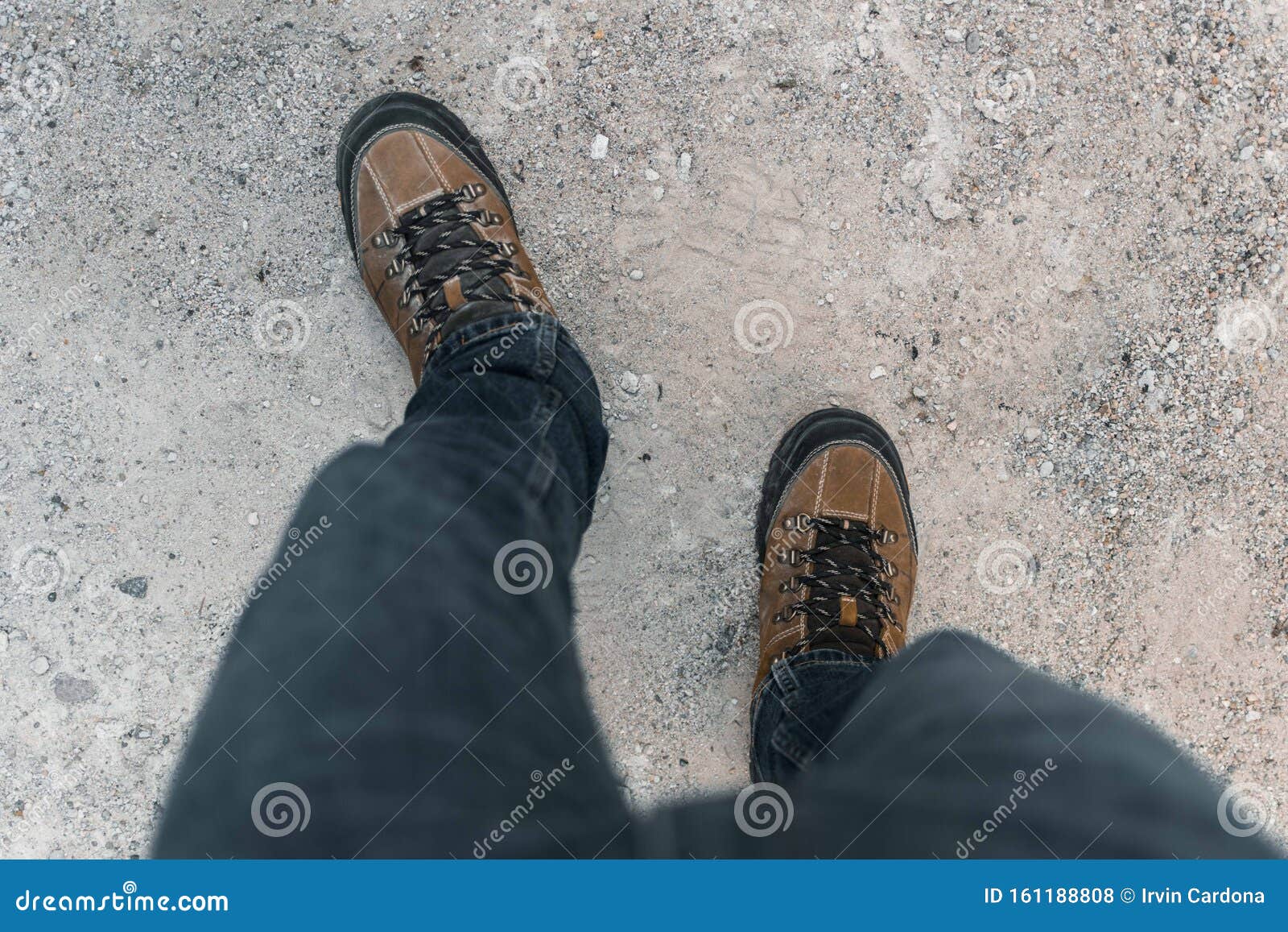 Boots Top View of Man Walking on Path Stock Photo - Image of road ...