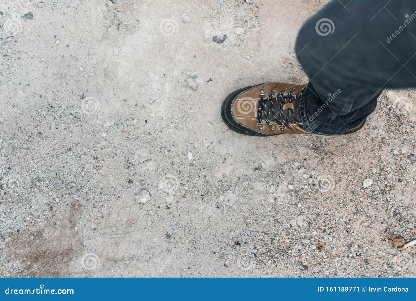 Boots Top View of Man Walking on Path Stock Image - Image of footwear ...