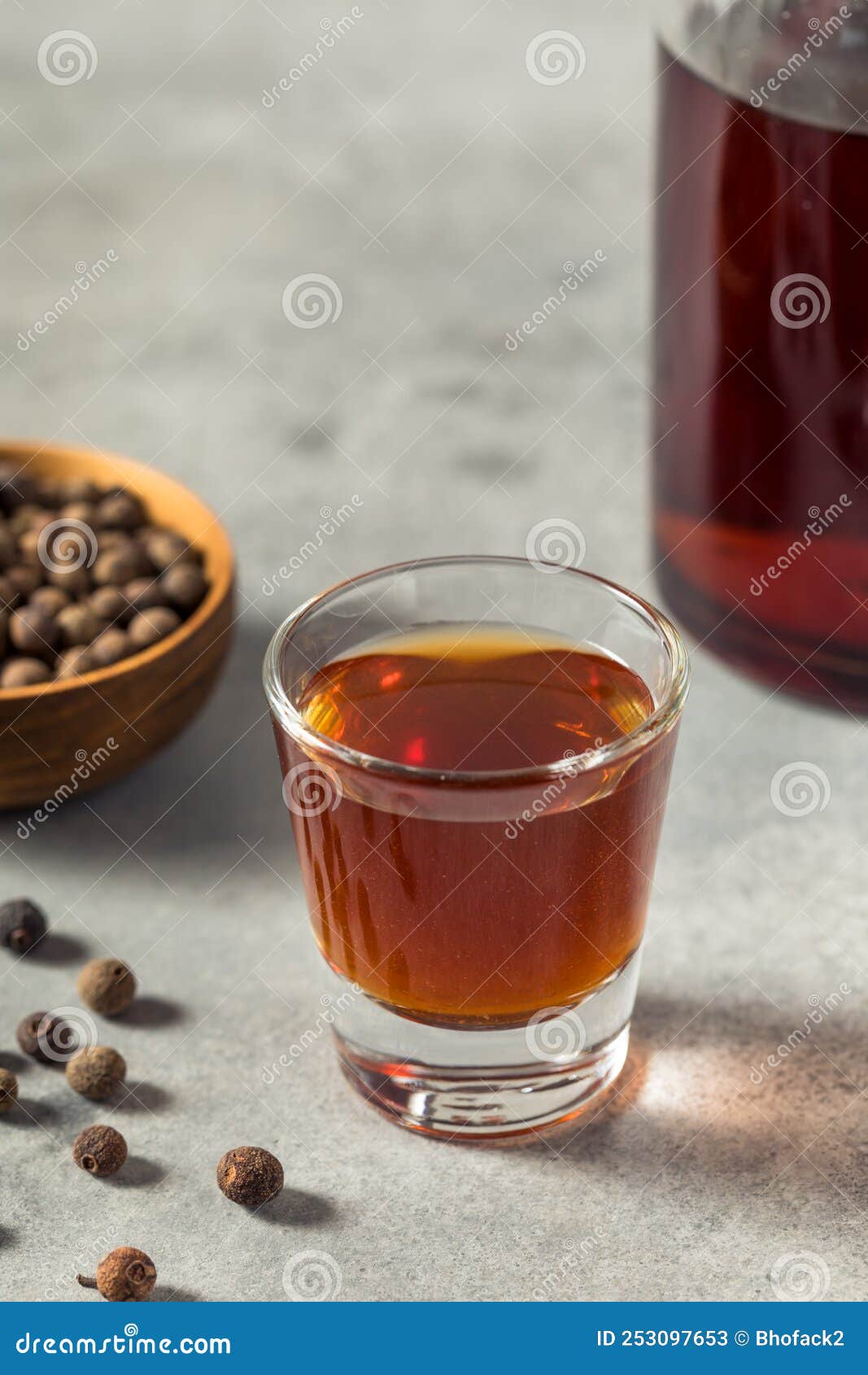 Boozy Allspice Dram Liquor stock image. Image of background 253097653