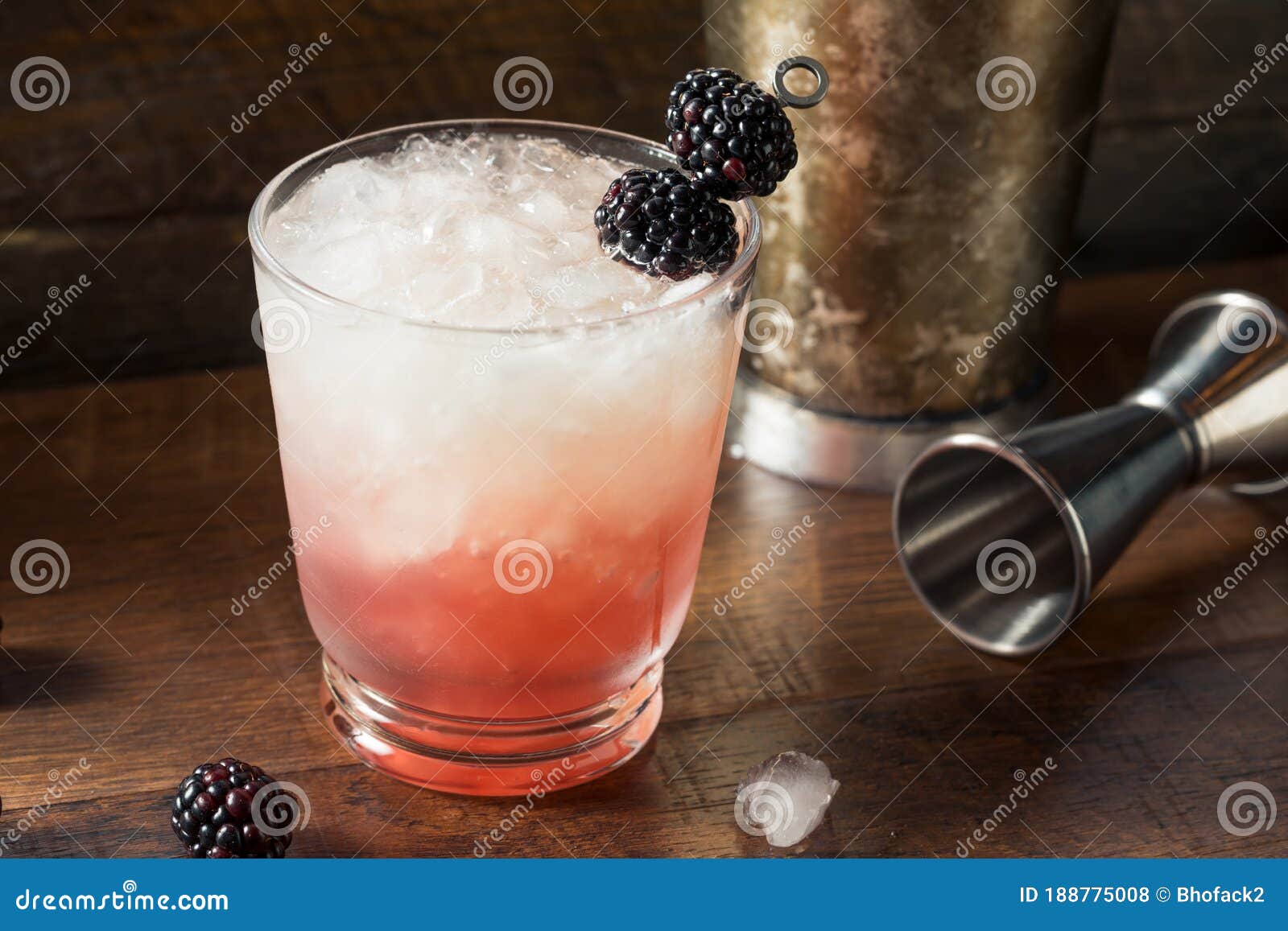Boozy Blackberry Bramble Gin Cocktail Stock Photo Image of bramble