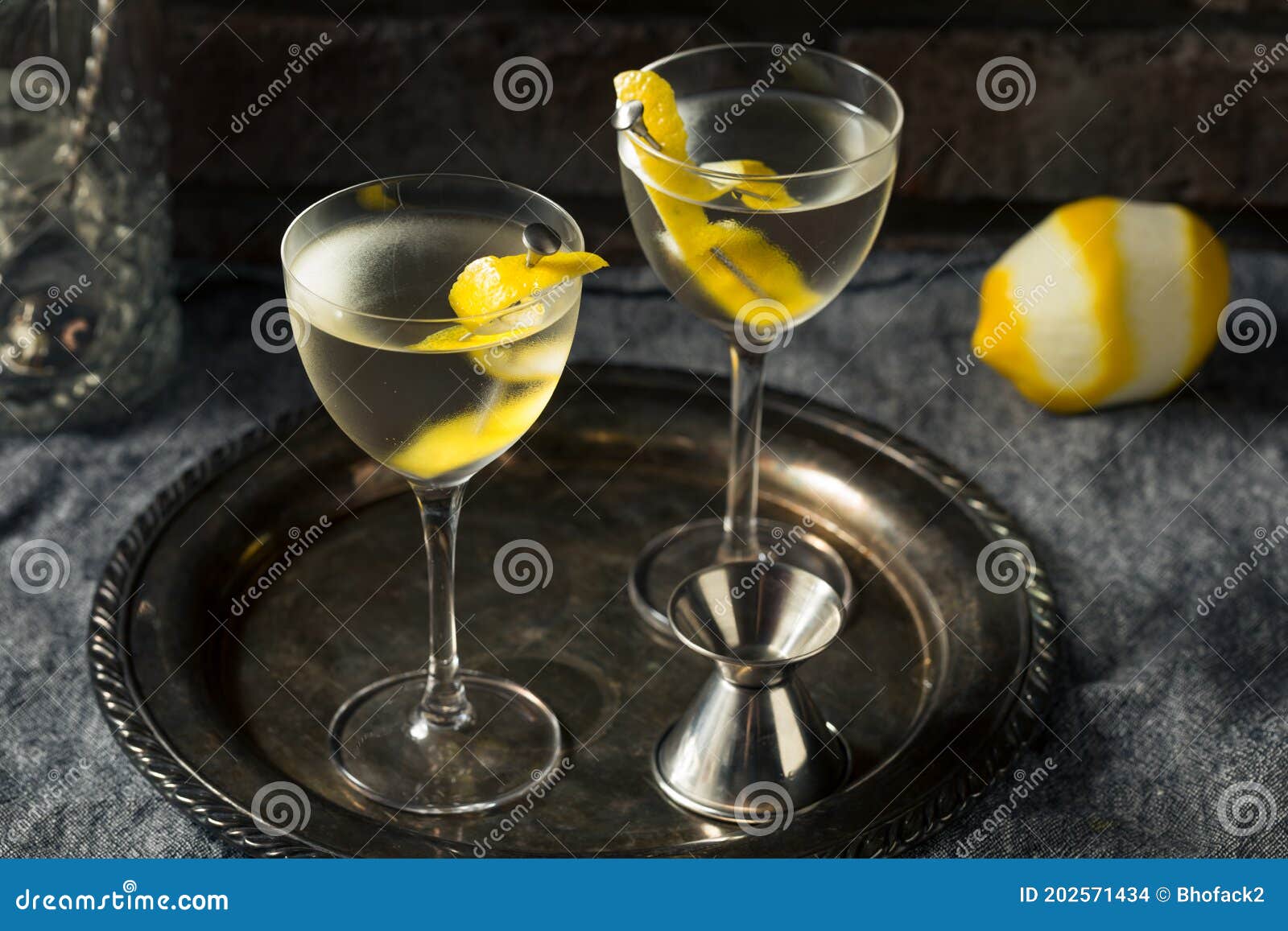 Boozy Lemon Dry Gin Martini Stock Photo Image of lemon, glass 202571434