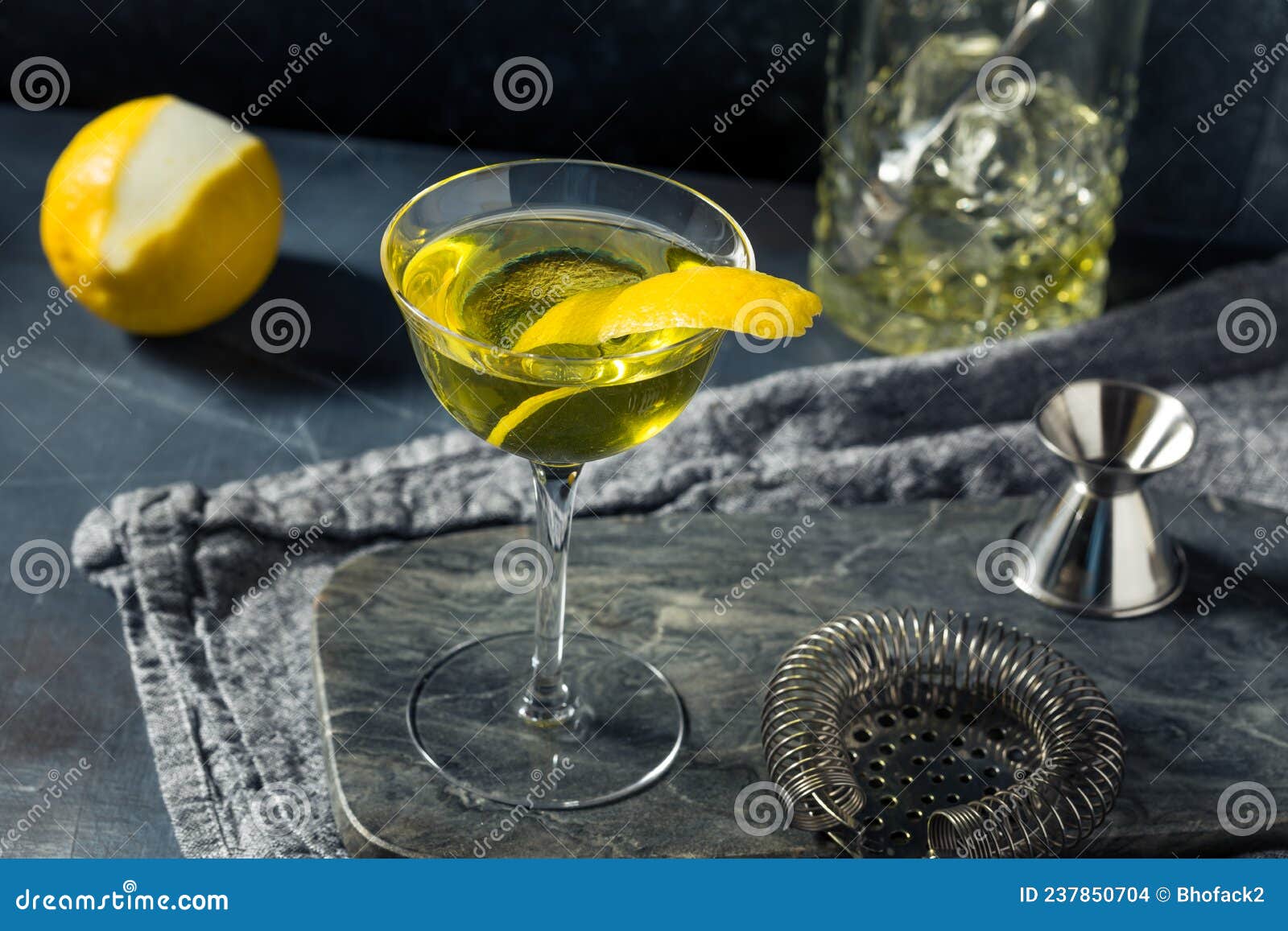Boozy Refreshing Yellow Chartreuse Alaska Cocktail Stock Photo Image