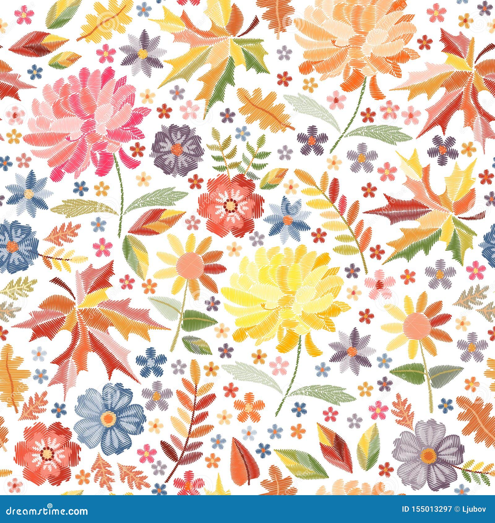 Bordado Brillante Con Las Flores Y Las Hojas Del Otoño En El Fondo Blanco Modelo Inconsútil Colorido Con La Impresión Bordada Ilustración del Vector - Ilustración de floral, adorno: 155013297 Bordado Brillante Con Las Flores Y Las Hojas Del Otoño En El Fondo Blanco Modelo Inconsútil Colorido Con La Impresión Bordada Ilustración del Vector - Ilustración de floral, adorno: 155013297