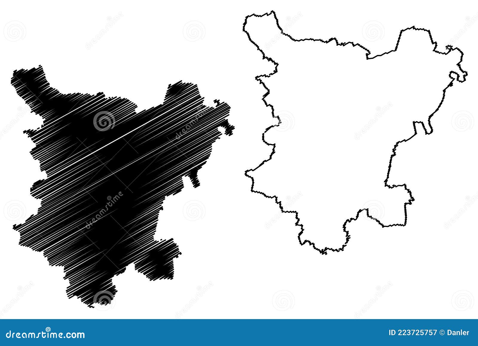 borde district federal republic of germany, rural district, free state of saxony-anhalt map  , scribble sketch