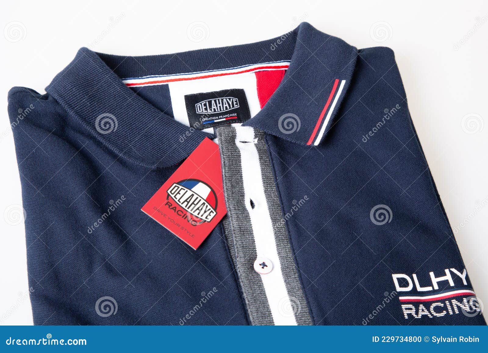 Delahaye Logo Sign and Brand Text on Label French Men Polo Detail ...