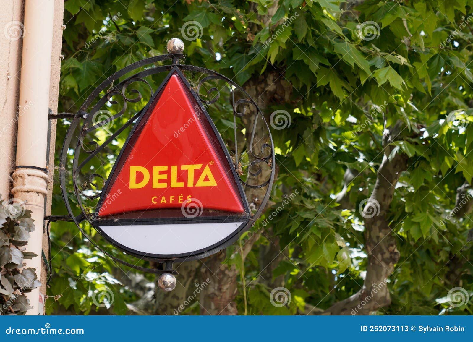 Delta Cafe Sign Brand and Text Logo on Coffee Shop of Coffee